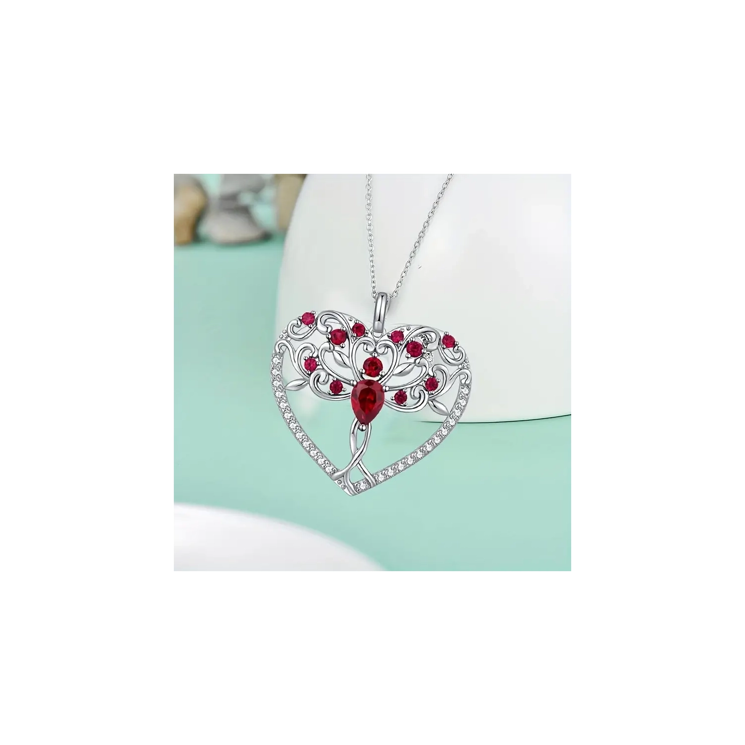 Silvery Heart Necklace: Gift for Women, Mothers, Nany, Sister, Christmas, Thanksgiving, Birthday