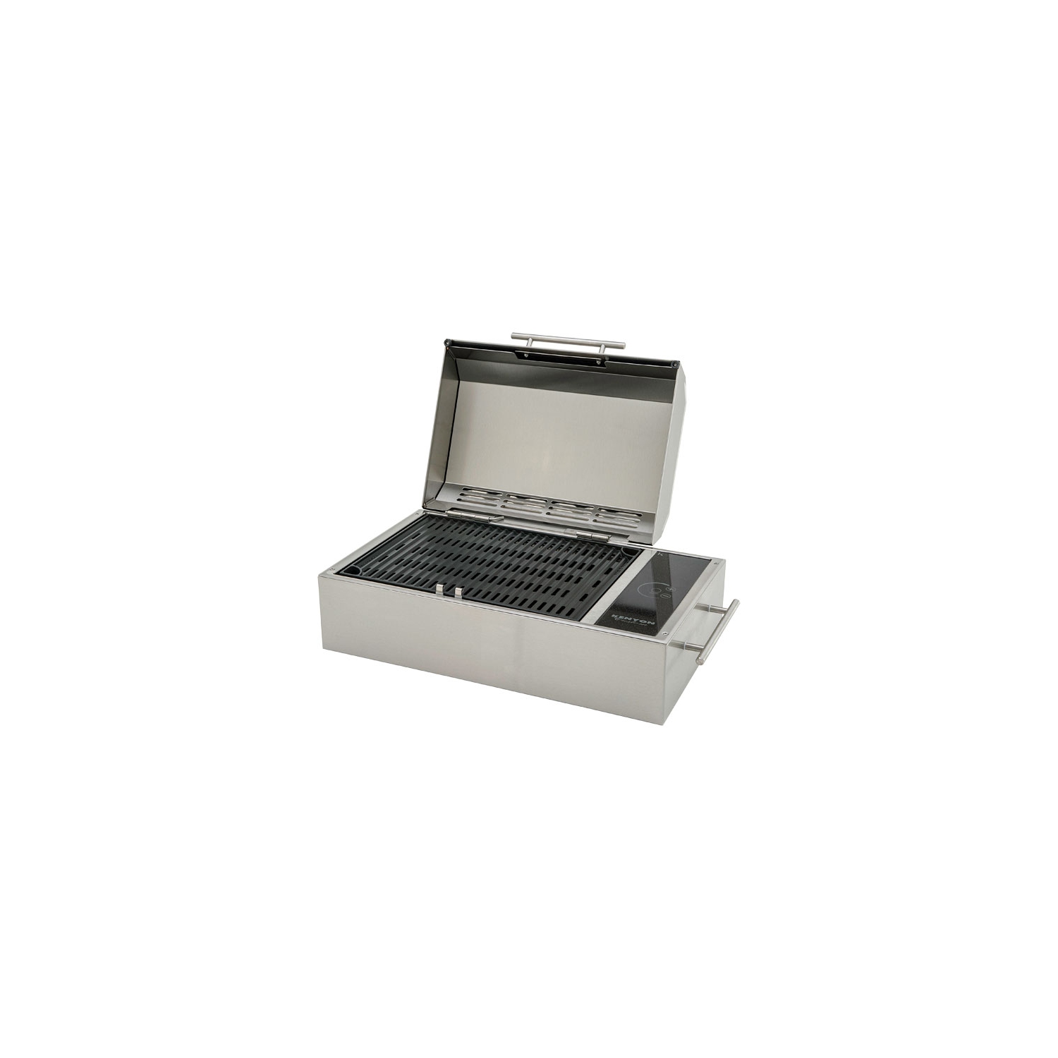 Gril électrique portatif intérieur/extérieur B70590 Frontier de Kenyon, extérieur S/S avec dissimulé, sans flamme, élément sans fumée, commande