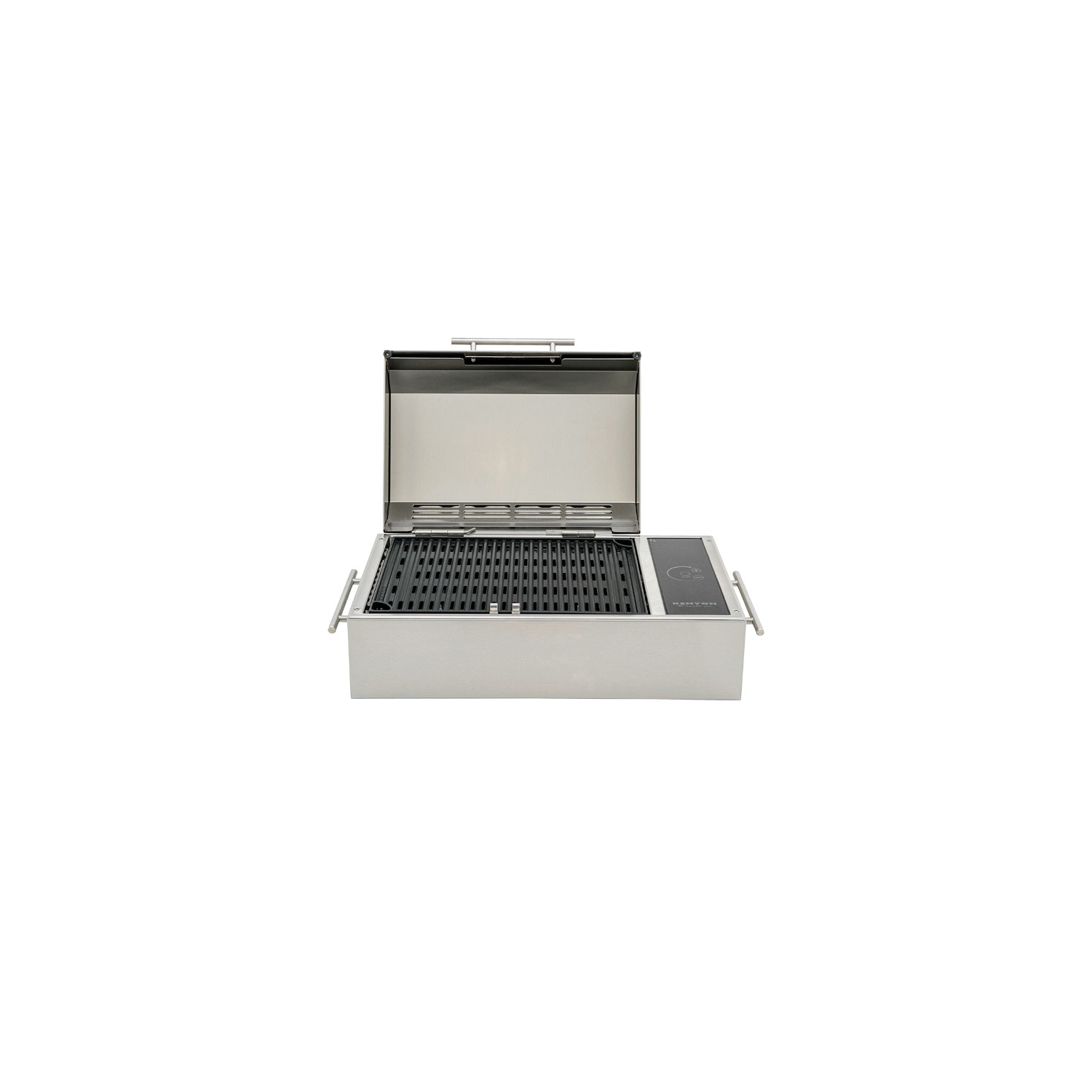 Gril électrique portatif intérieur/extérieur B70590 Frontier de Kenyon, extérieur S/S avec dissimulé, sans flamme, élément sans fumée, commande