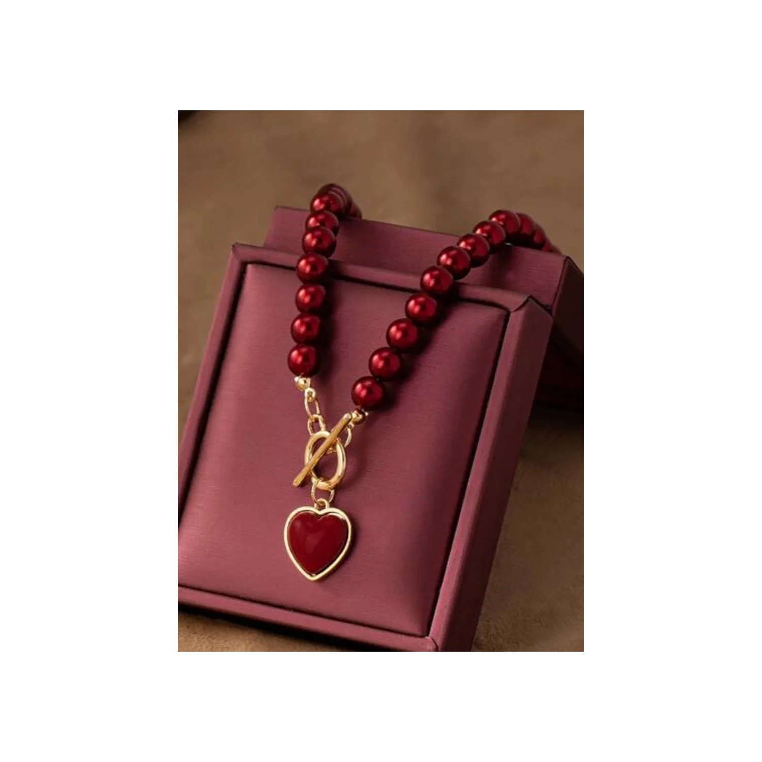 Ensemble collier et bracelet rétro en forme de coeur : Plaqué or 14K ct, boucle OT tendance, quotidien et mode