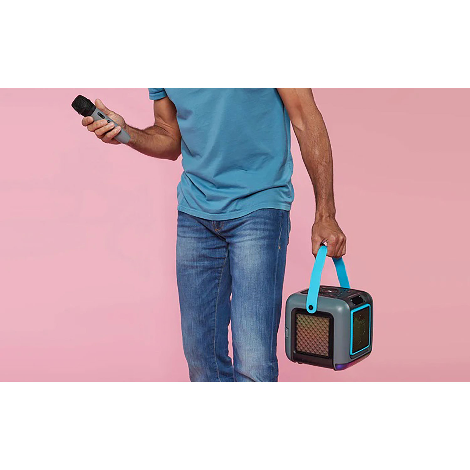 Singing Machine Cube Bluetooth Karaoke Party Speaker with Wireless Mic