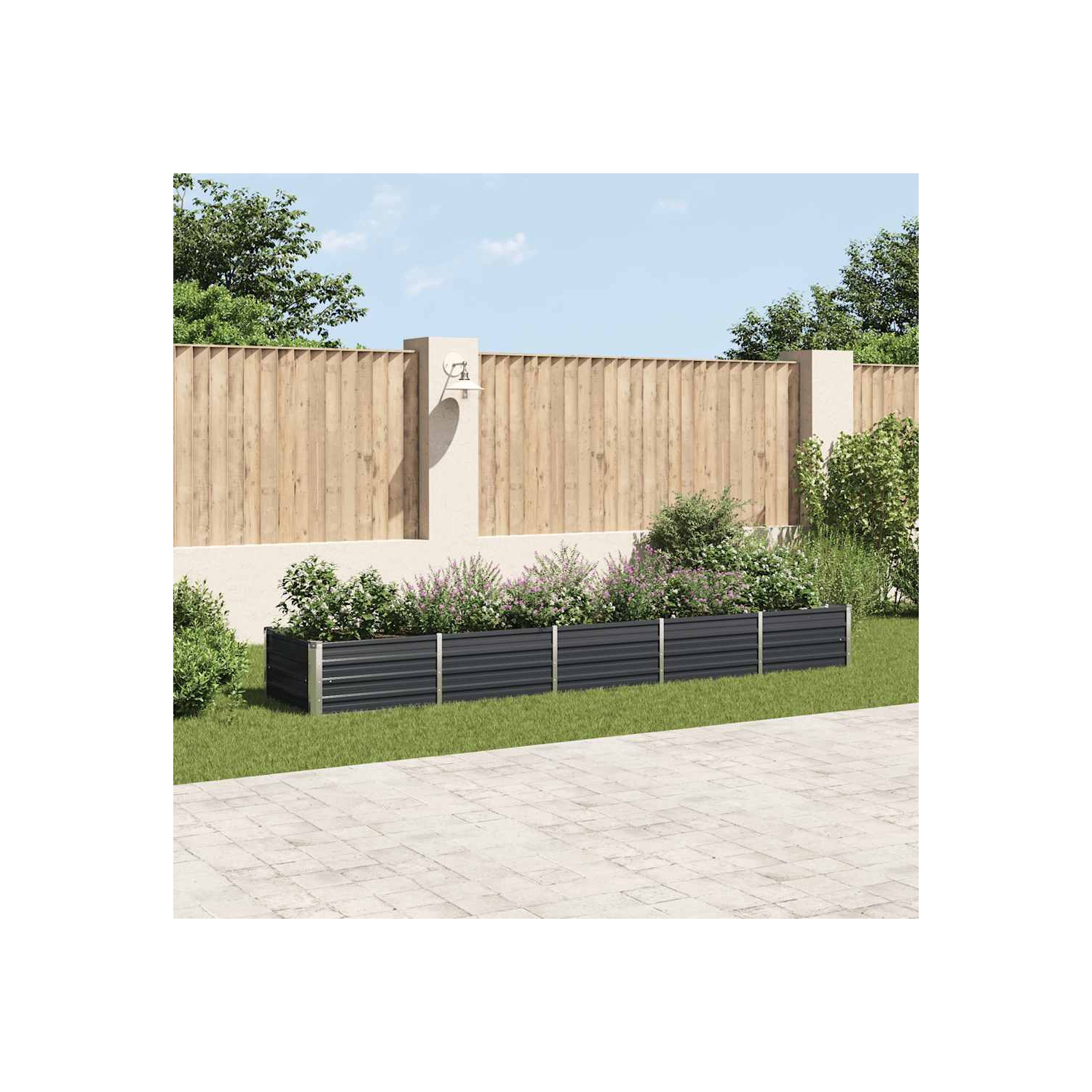 vidaXL Garden Raised Bed Galvanized Steel, Weather-resistant, Anthracite, 157.5"x31.5"x17.7"