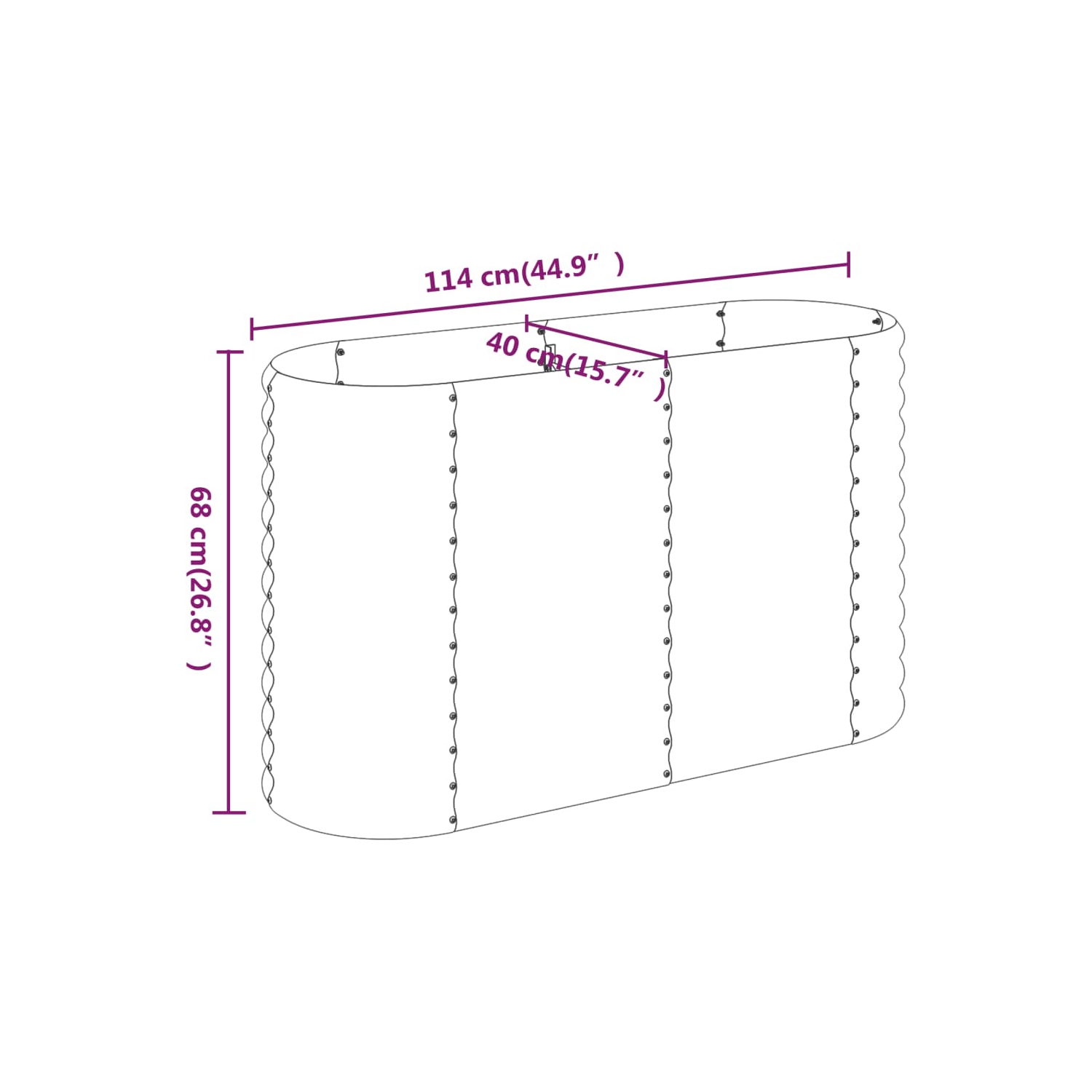 vidaXL Garden Raised Bed Galvanised Steel 114x40x68 cm Silver