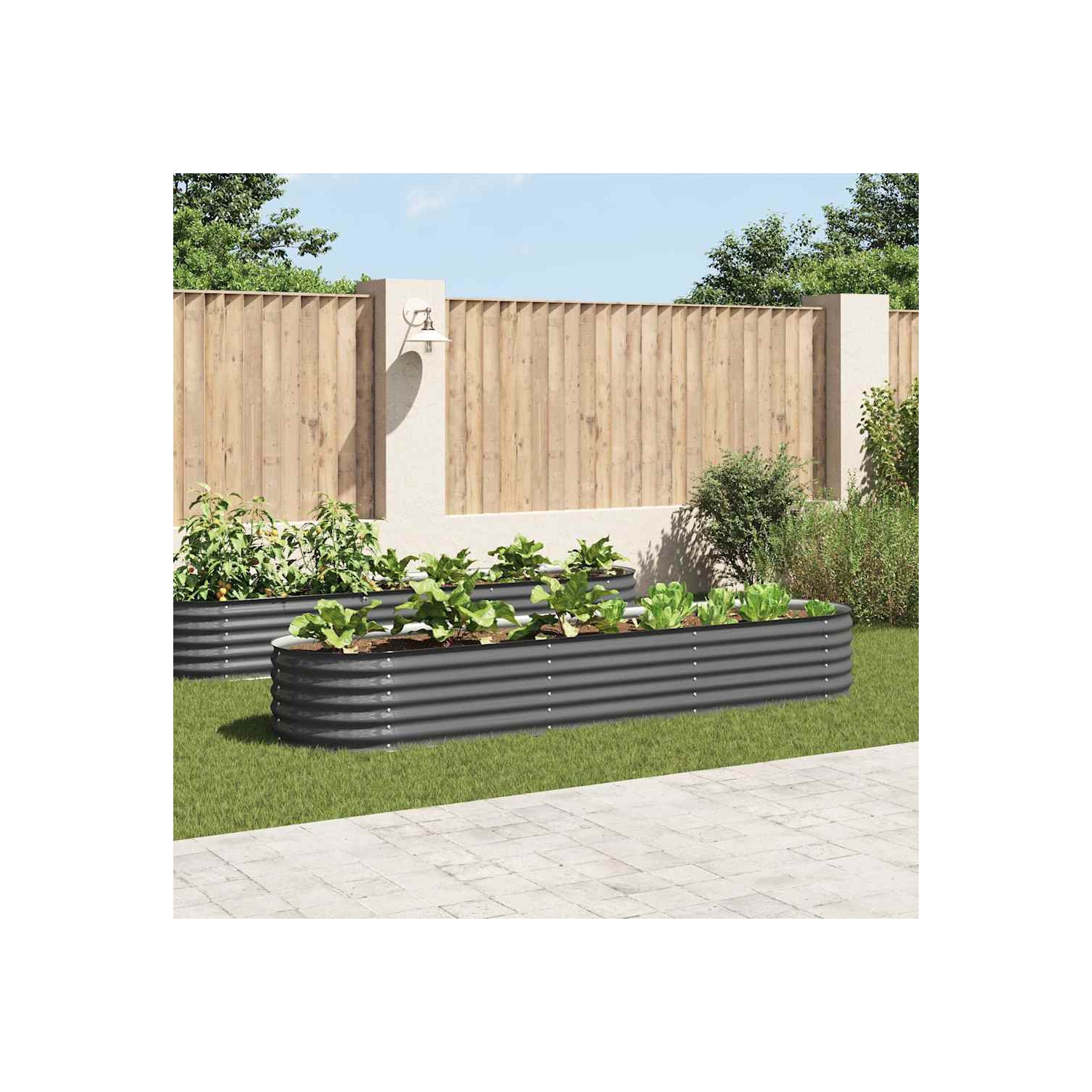 vidaXL Garden Raised Bed Galvanized Steel, Planter, Weather-resistant, Gray, 126"x31.5"x17.3"