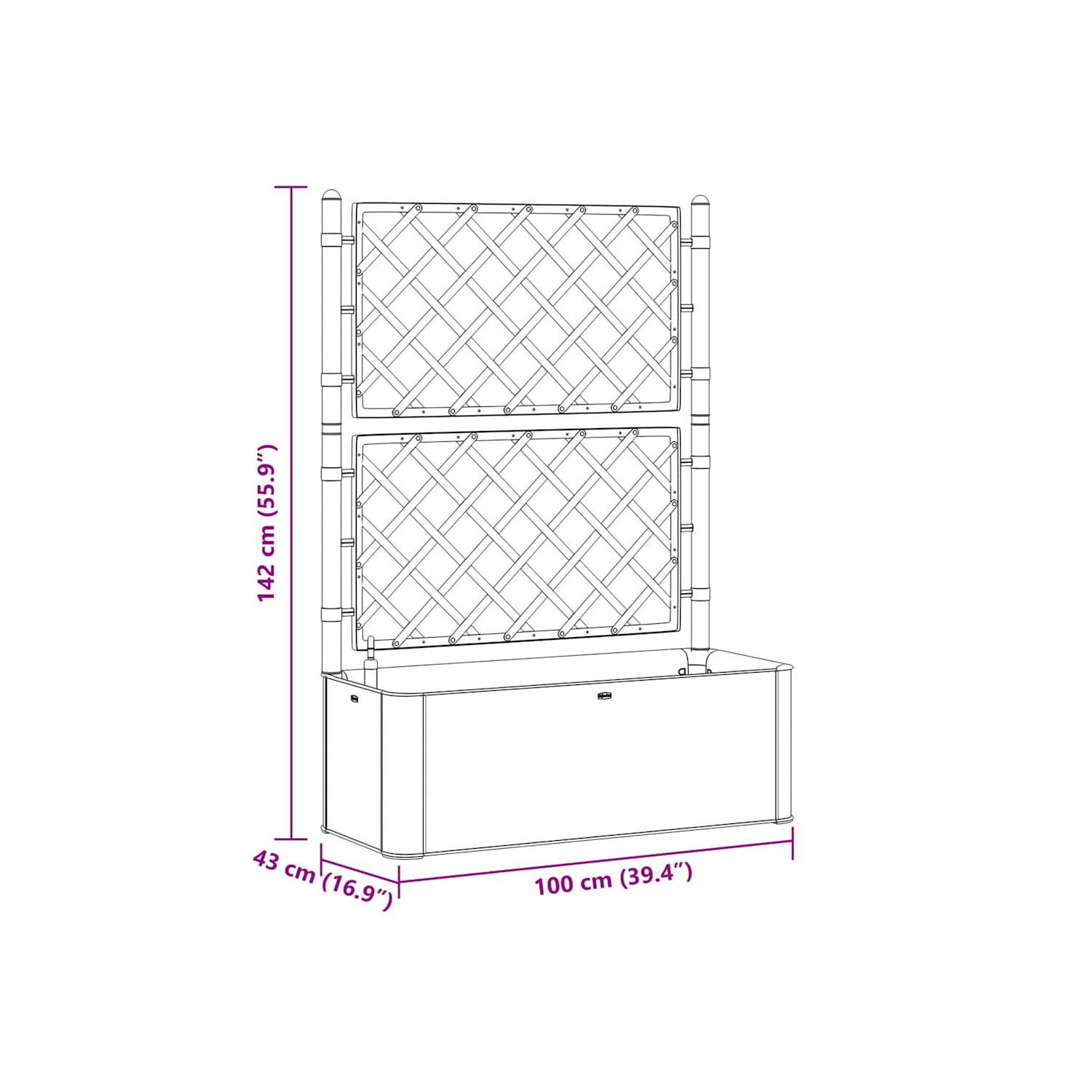 vidaXL Garden Raised Bed with Trellis, Self Watering with Water Level Indicator, Mocha, PP