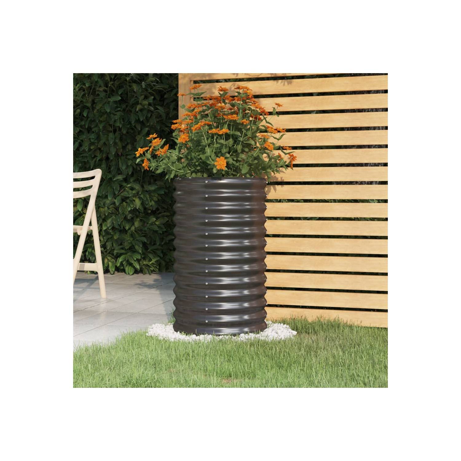 vidaXL Garden Planter Galvanised Steel 40x40x68 cm Anthracite