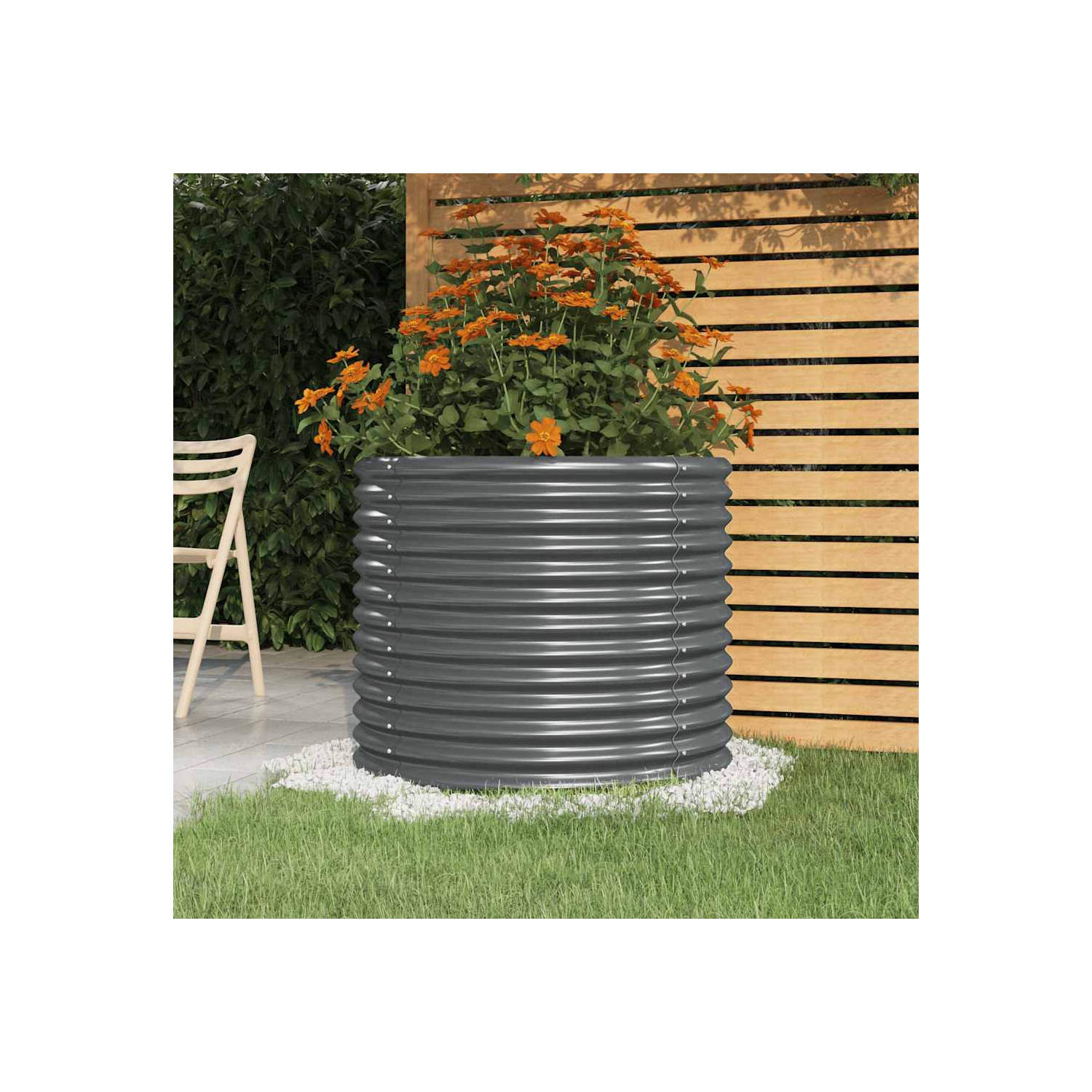 vidaXL Garden Planter Galvanised Steel 80x80x68 cm Anthracite