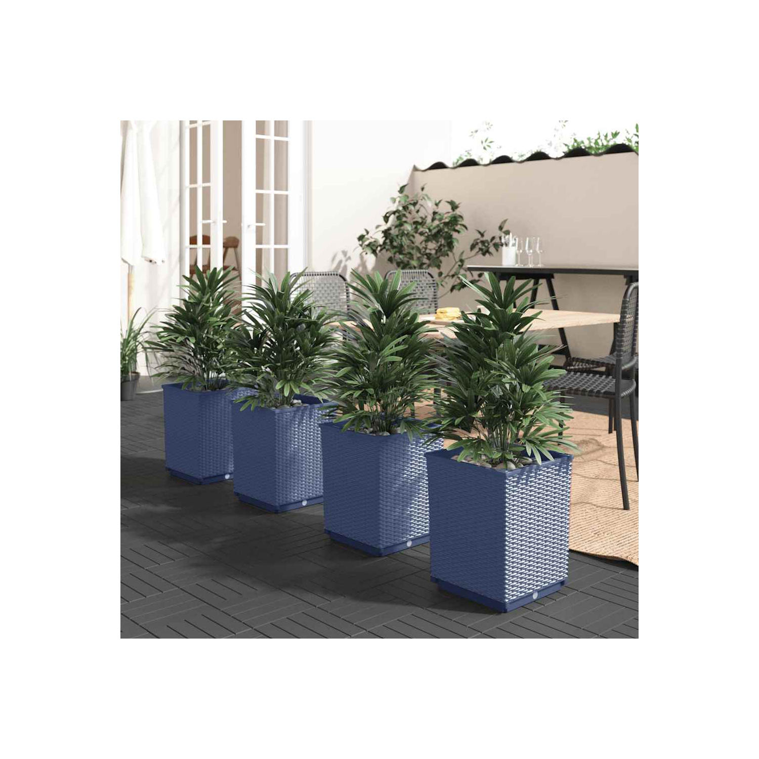 Jardinières vidaXL 4 pièces Bleu Gris 30 x 30 x 37&nbsp;cm Polypropylène