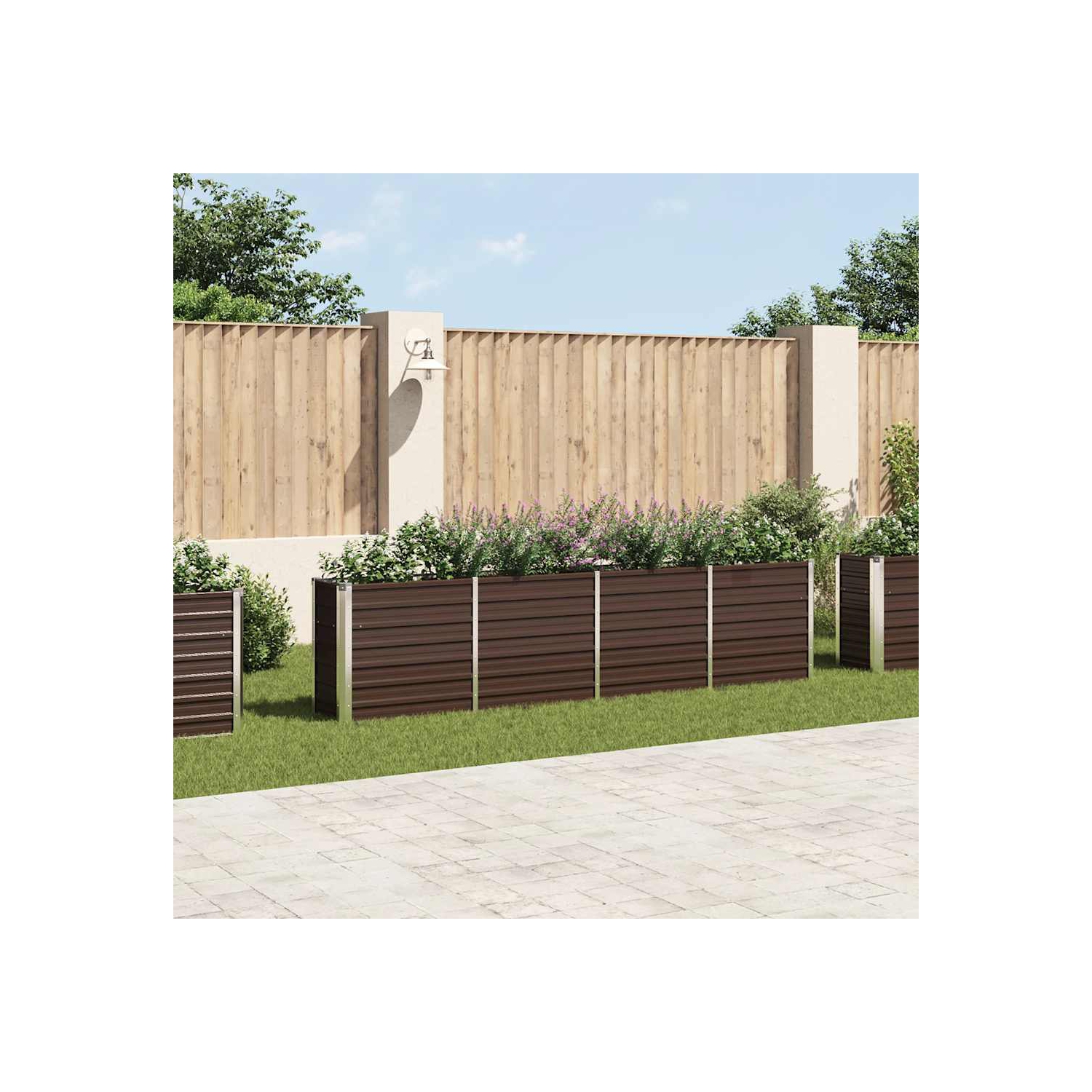 VidaXL – Lit surélevé en acier galvanisé, jardinière, résistant aux intempéries, brun, 126 x 15,7 x 30,3&nbsp;po