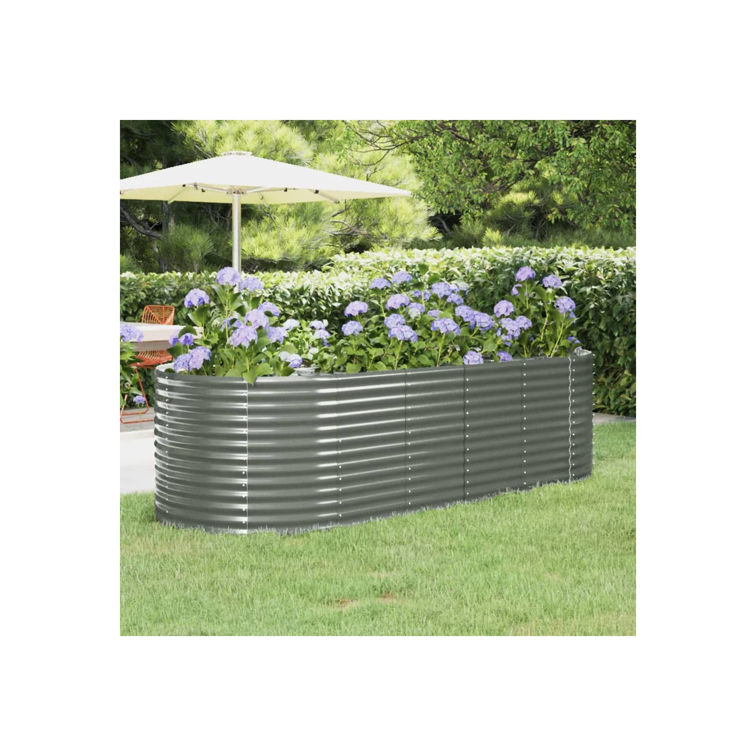 VidaXL – Lit surélevé en acier galvanisé 249 x 100 x 68&nbsp;cm gris