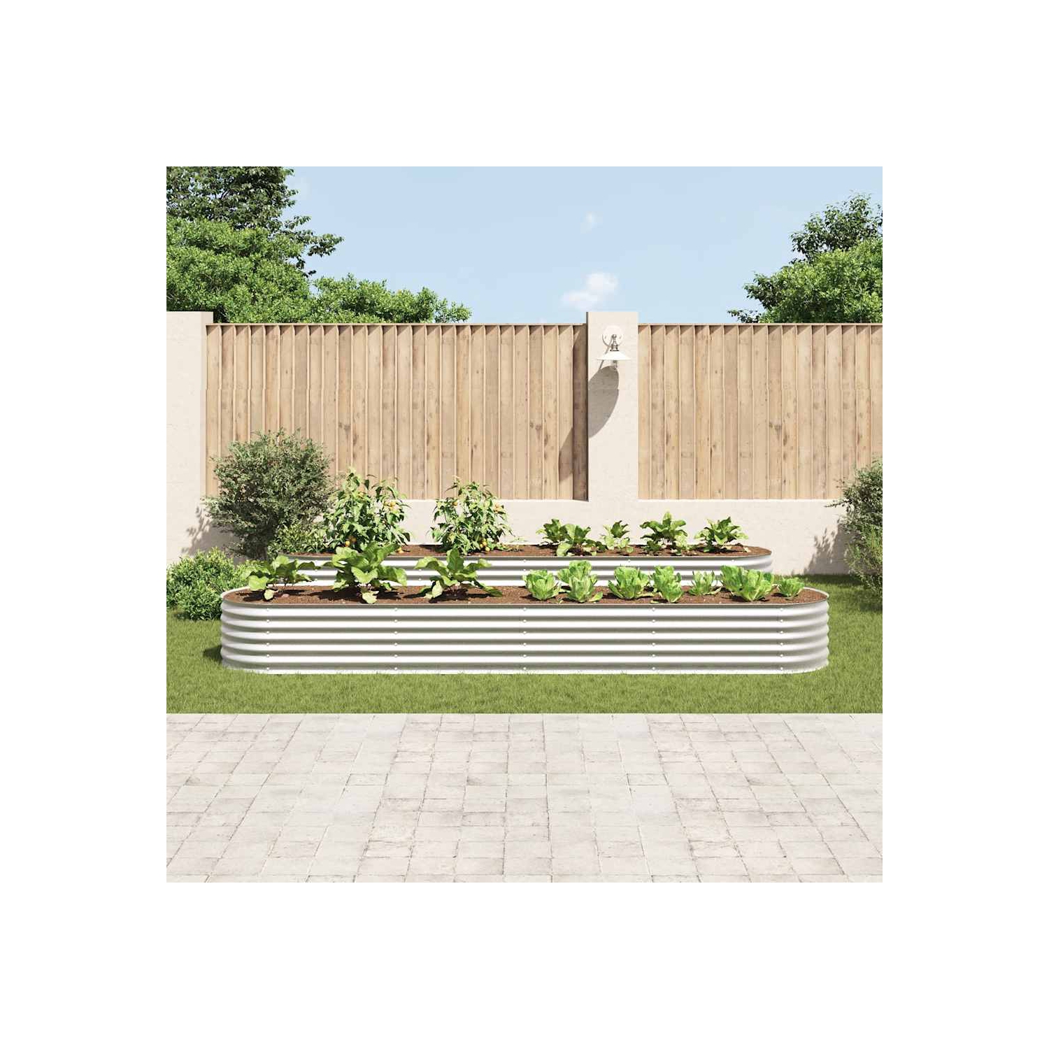 vidaXL Garden Raised Bed Galvanized Steel, Planter, Weather-resistant, Silver, 157.5"x31.5"x17.3"