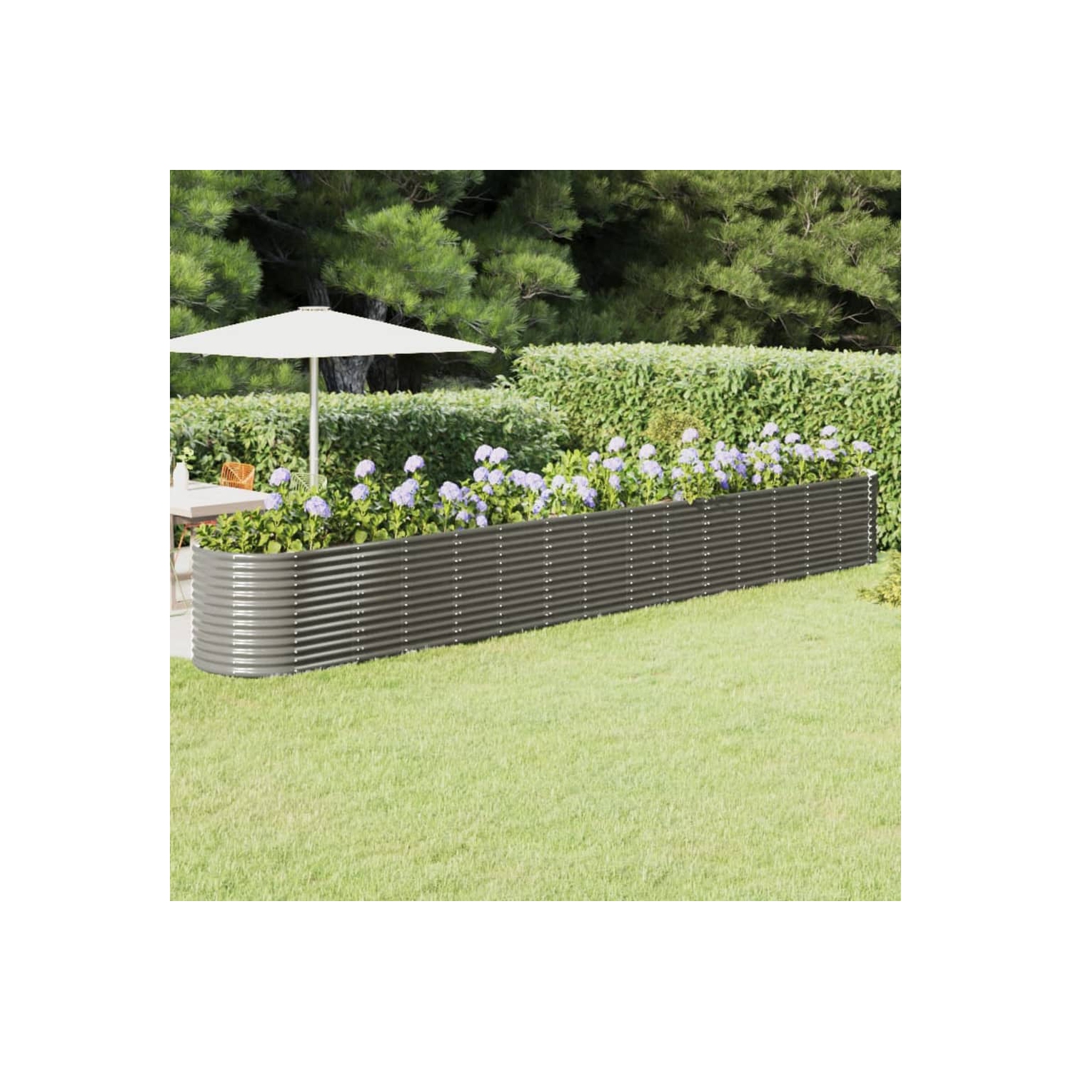 vidaXL Garden Raised Bed Powder-coated Steel 620x80x68 cm Grey