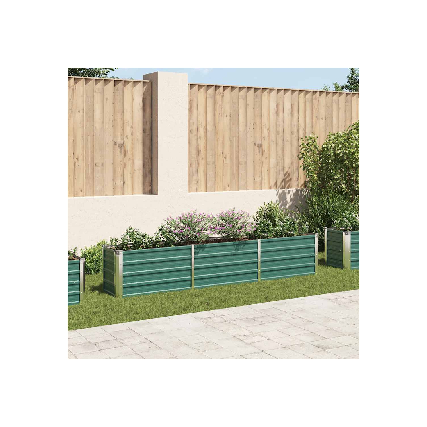 vidaXL Garden Raised Bed Galvanized Steel, Planter, Weather-resistant, Green, 94.5"x15.7"x17.7"