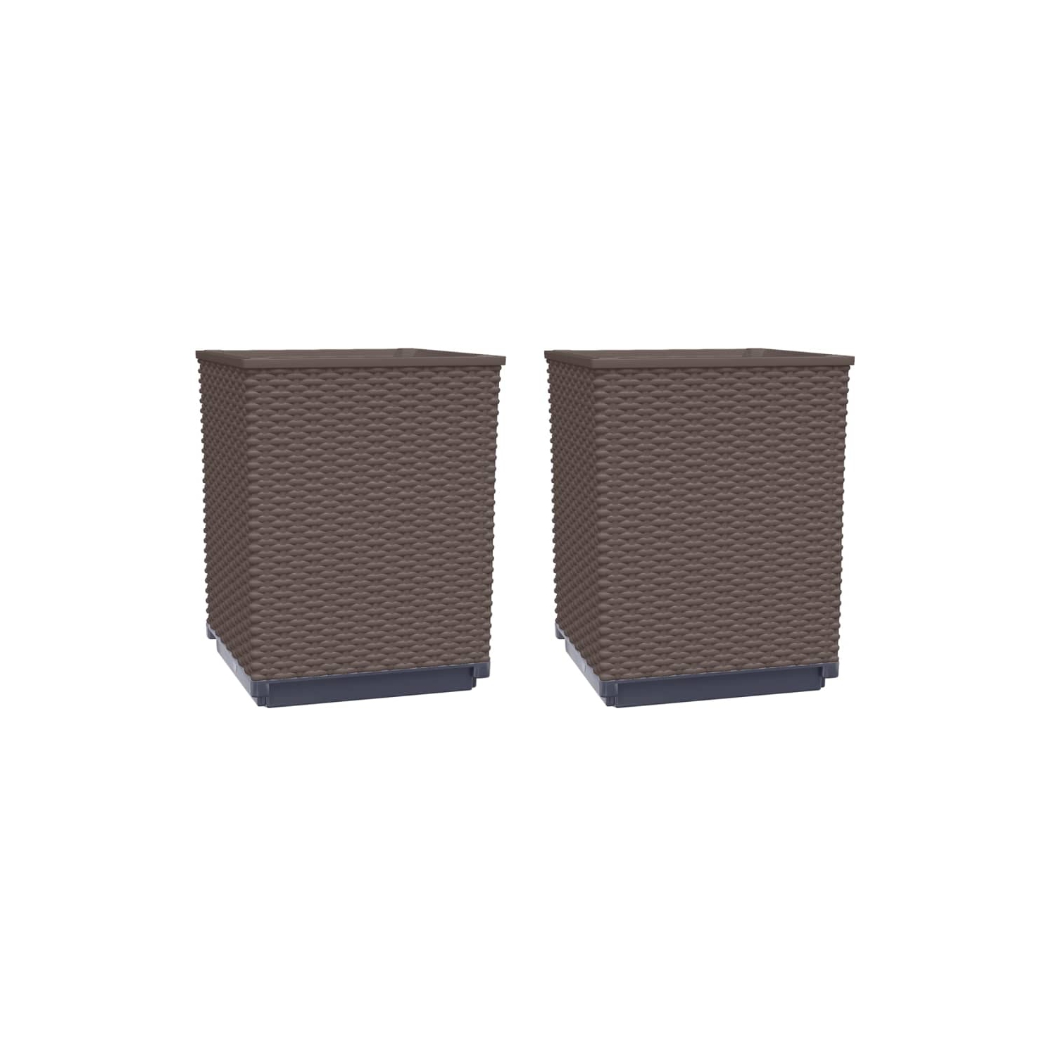 vidaXL Planters 2 pcs Brown 30x30x37 cm Polypropylene