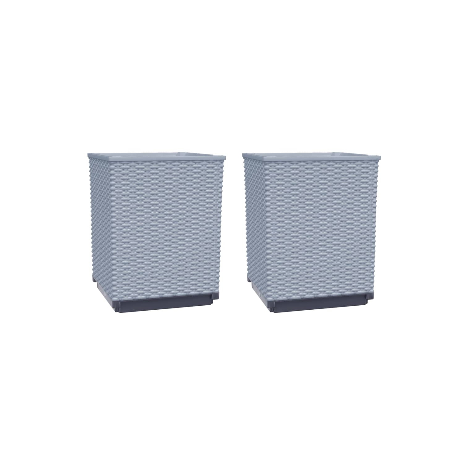 vidaXL Planters 2 pcs Light Grey 30x30x37 cm Polypropylene