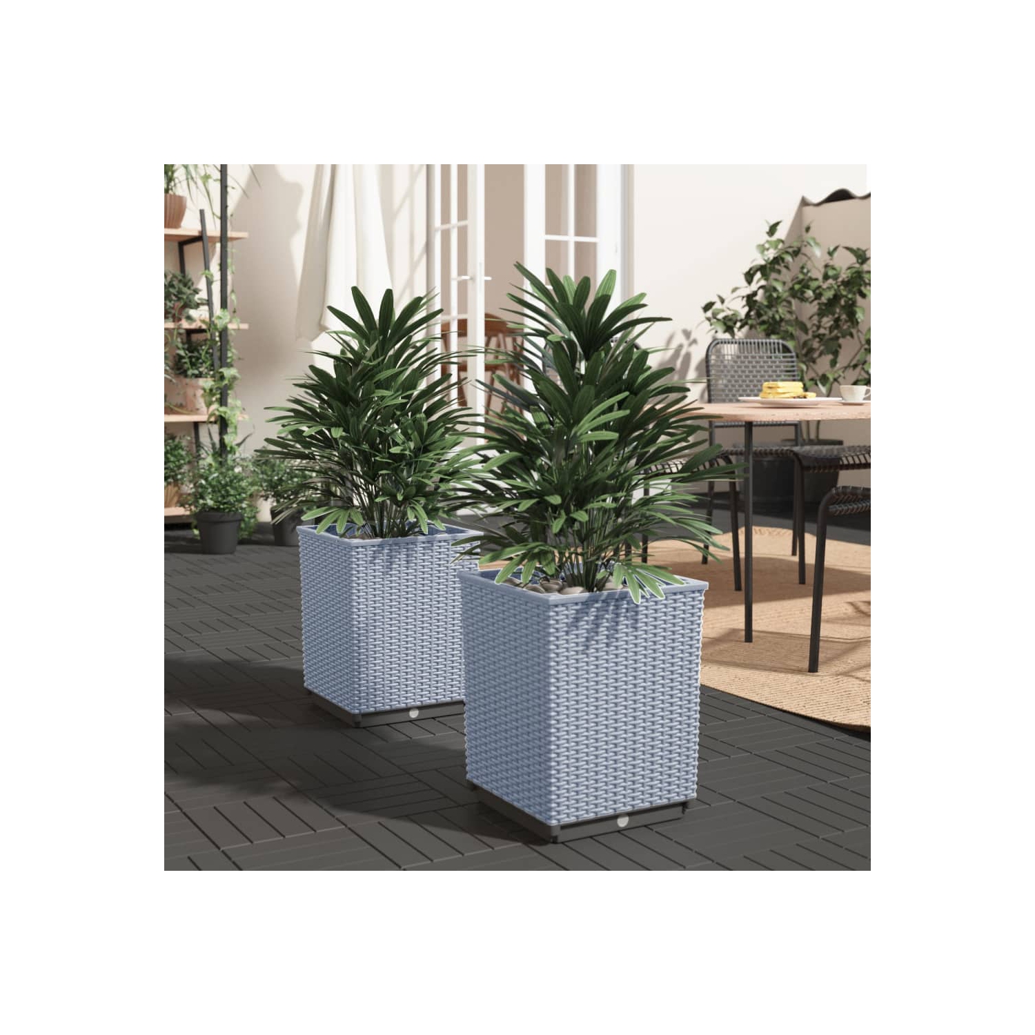 vidaXL Planters 2 pcs Light Grey 30x30x37 cm Polypropylene