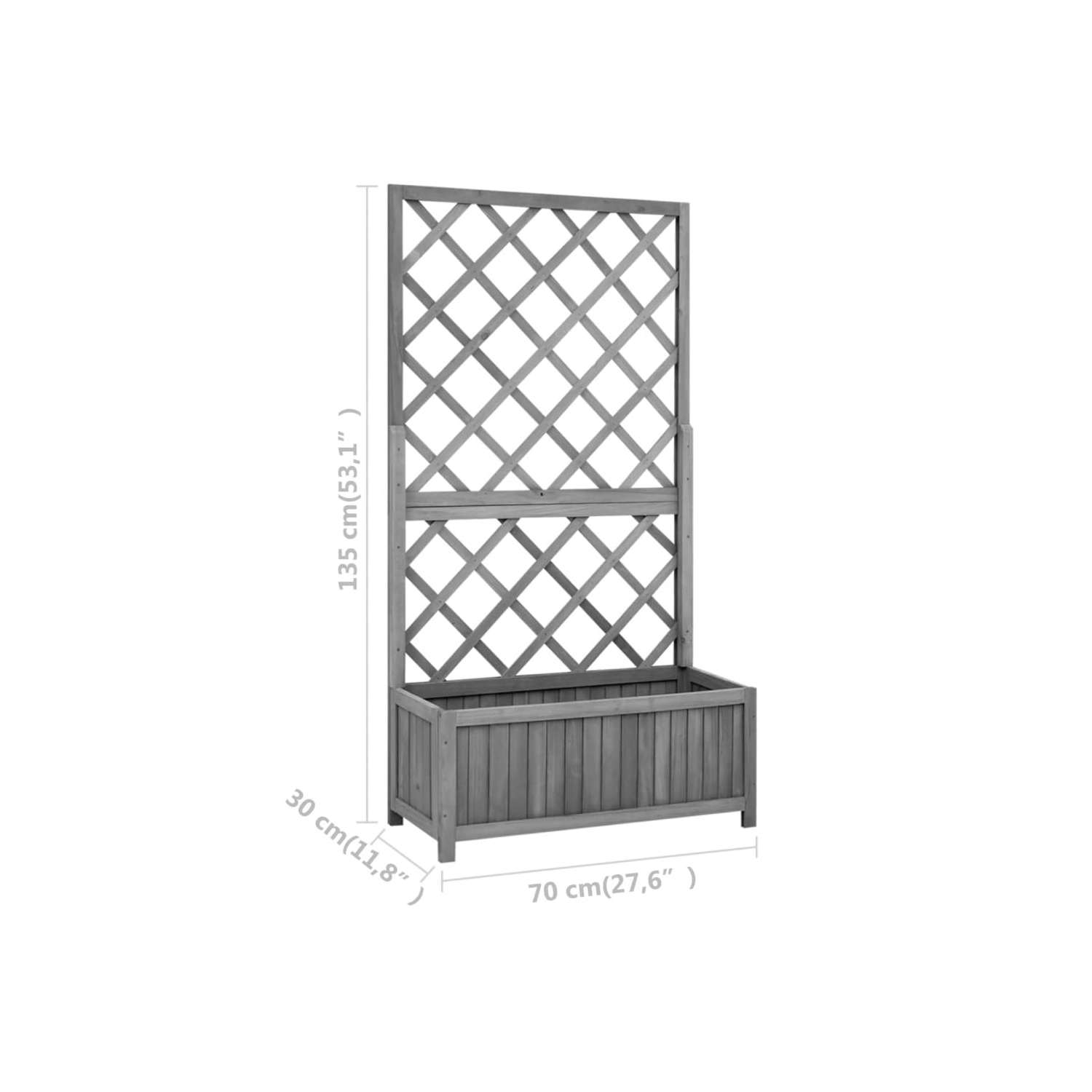vidaXL Garden Trellis Planter Black 70x30x135 cm Solid Firwood
