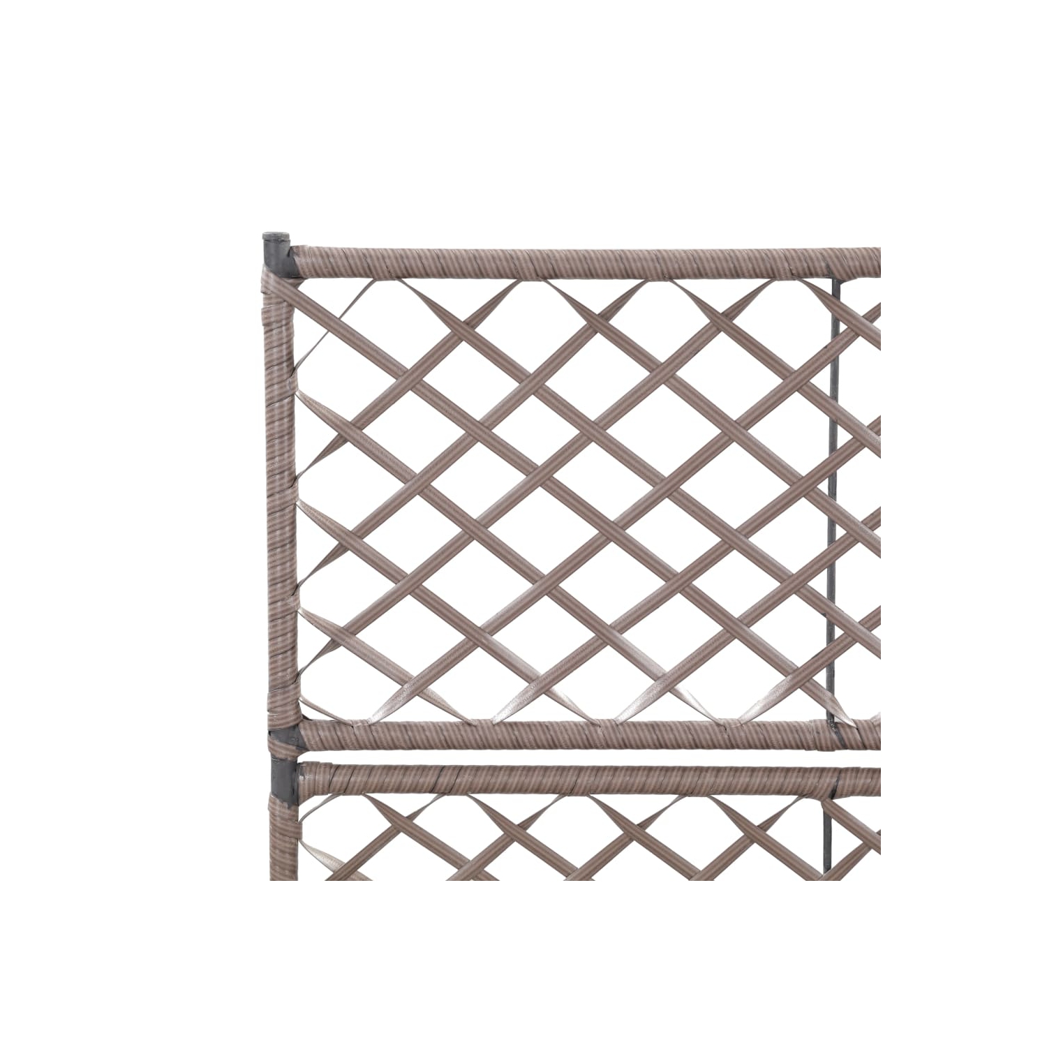 vidaXL Trellis Raised Bed with 2 Pots 58x30x107 cm Poly Rattan Brown