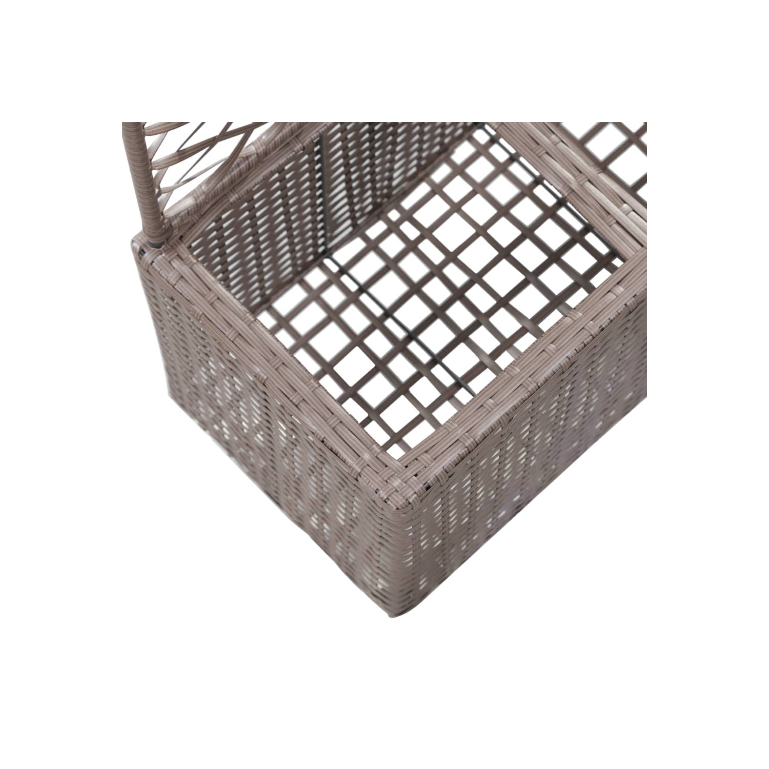 vidaXL Trellis Raised Bed with 2 Pots 58x30x107 cm Poly Rattan Brown