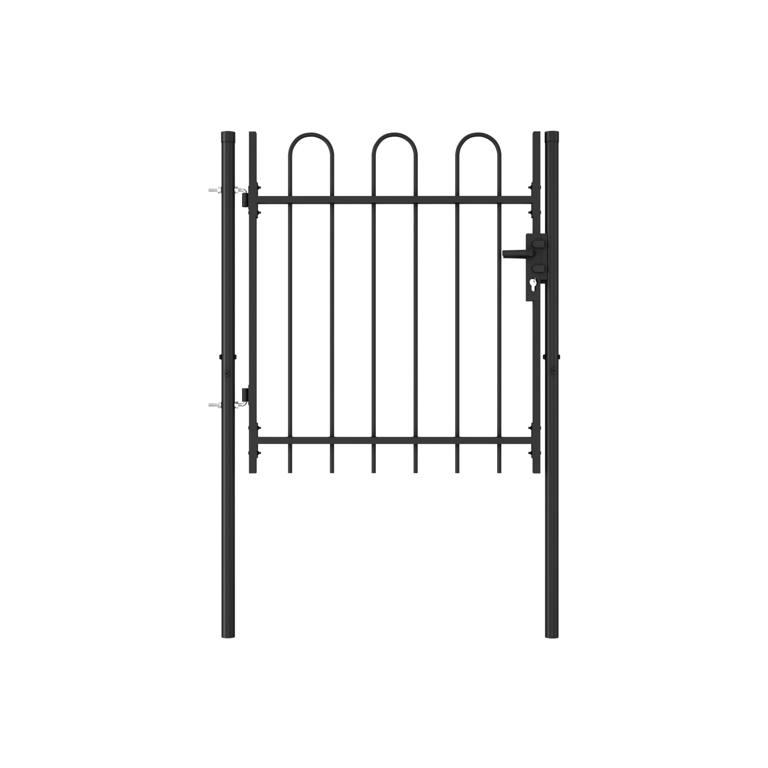 vidaXL Fence Gate Single Door with Arched Top Steel 39.4"x39.4" Black