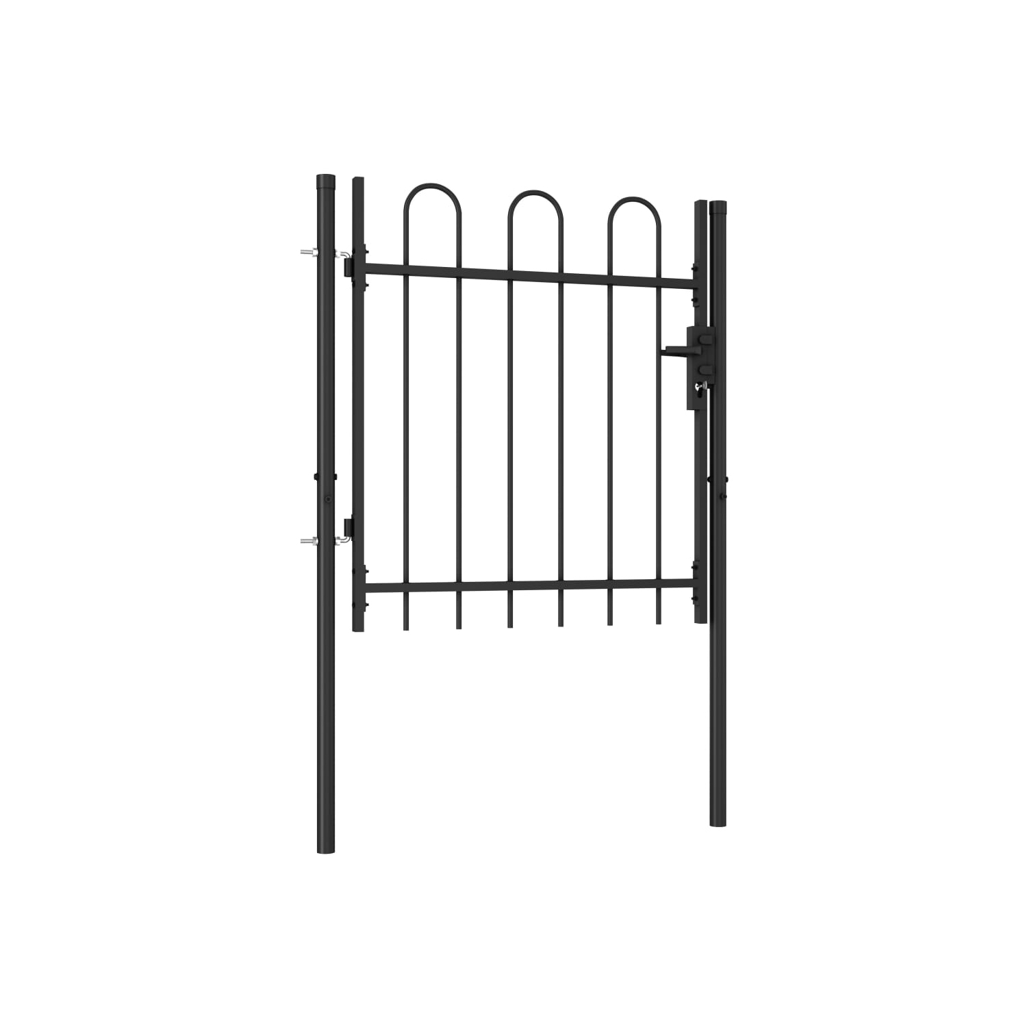 vidaXL Fence Gate Single Door with Arched Top Steel 39.4"x39.4" Black
