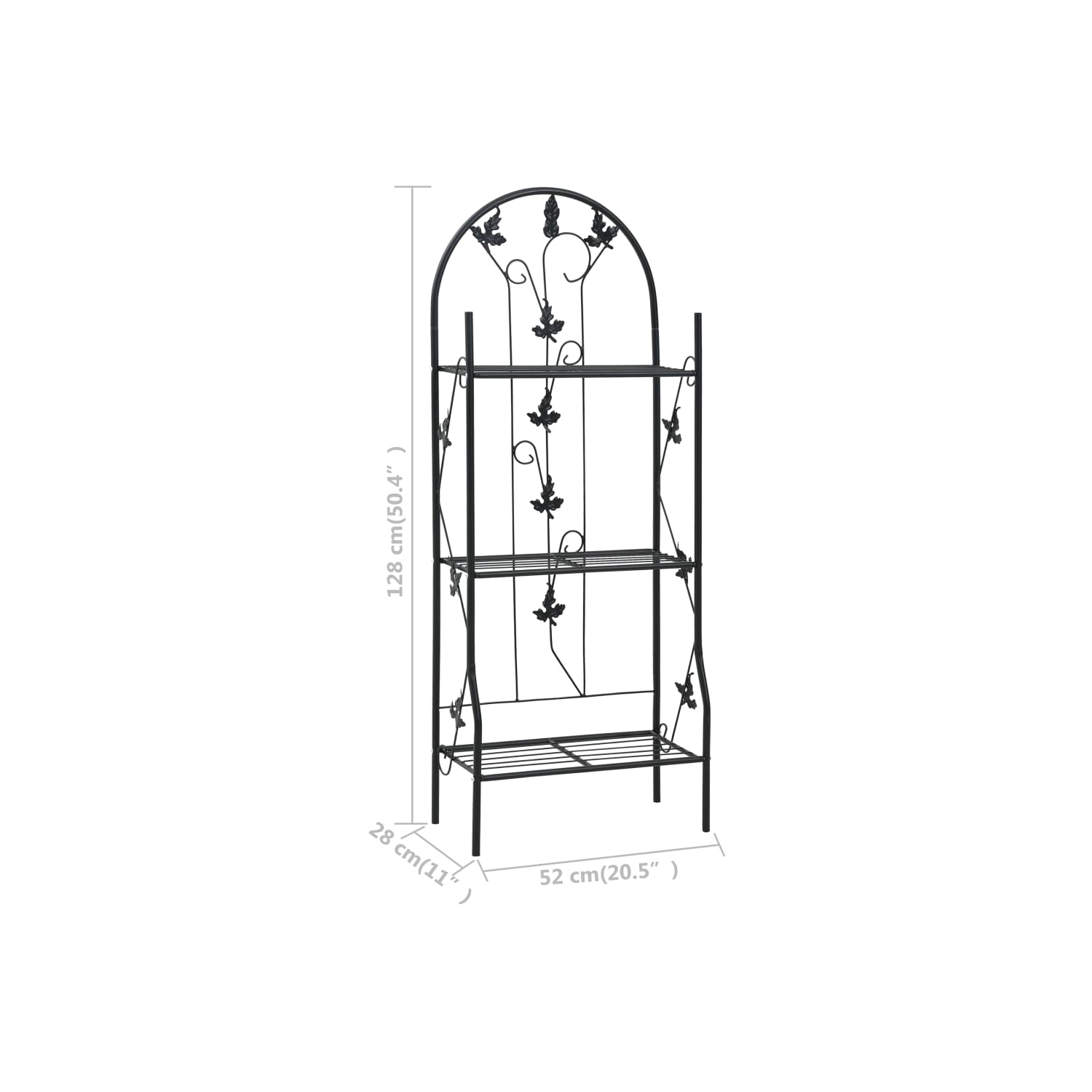 vidaXL 3-Layer Plant Rack Black 52x28x128 cm Iron