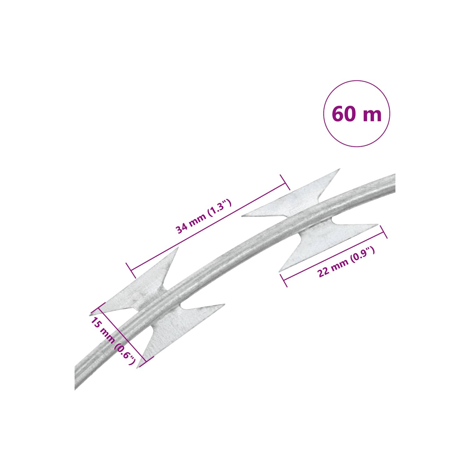 vidaXL NATO Razor Fence, Concertina Wire for Outdoor, Weather-Resistant, Galvanized Steel 197''