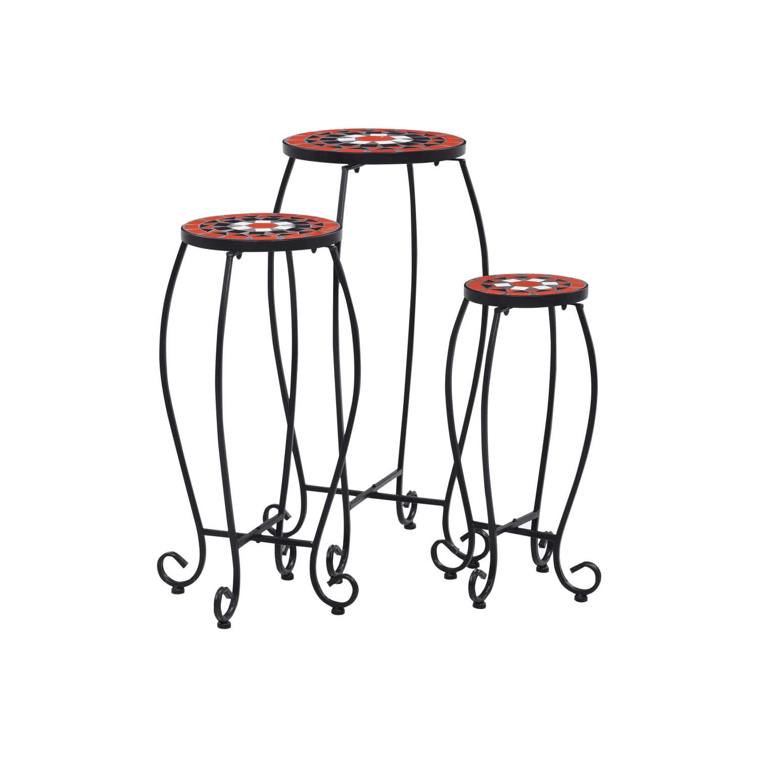 vidaXL Mosaic Tables 3 pcs Terracotta and White Ceramic