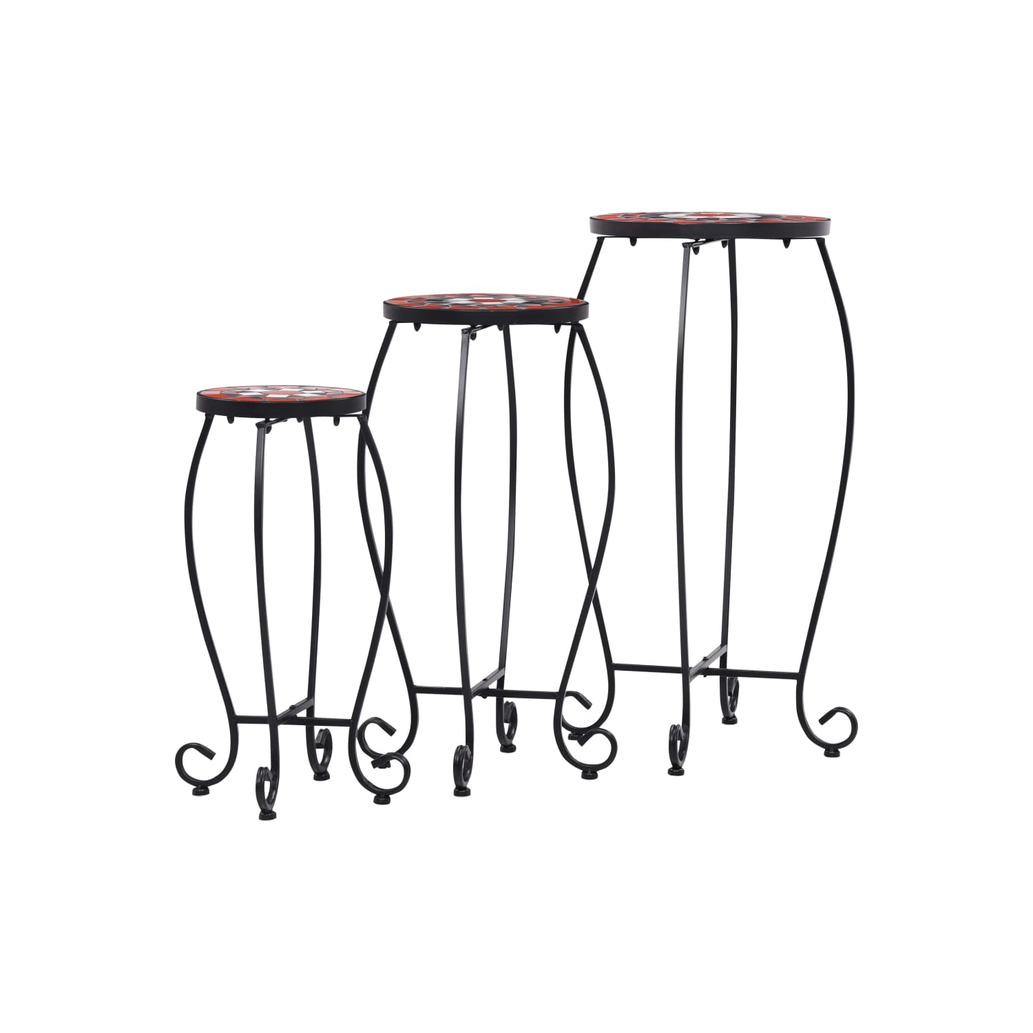 vidaXL Mosaic Tables 3 pcs Terracotta and White Ceramic