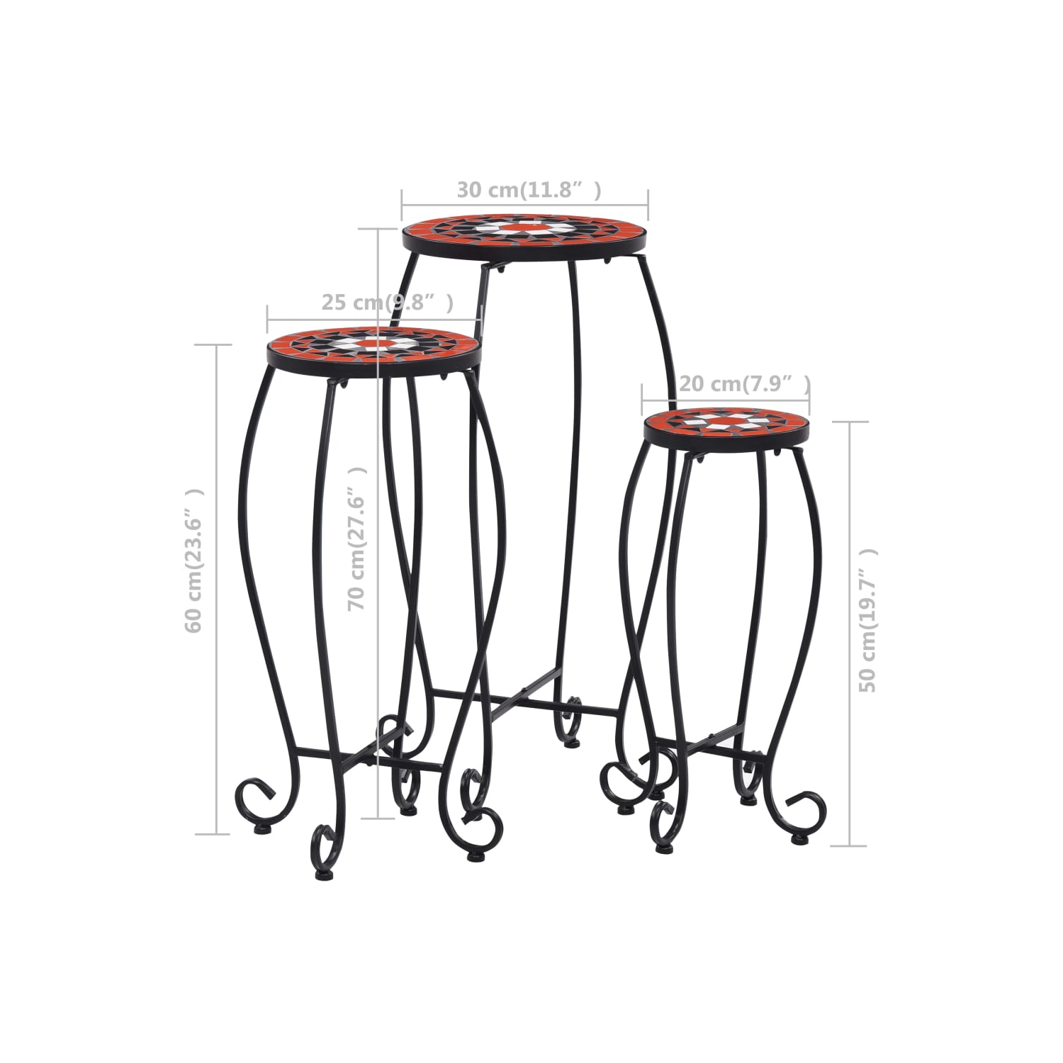 vidaXL Mosaic Tables 3 pcs Terracotta and White Ceramic