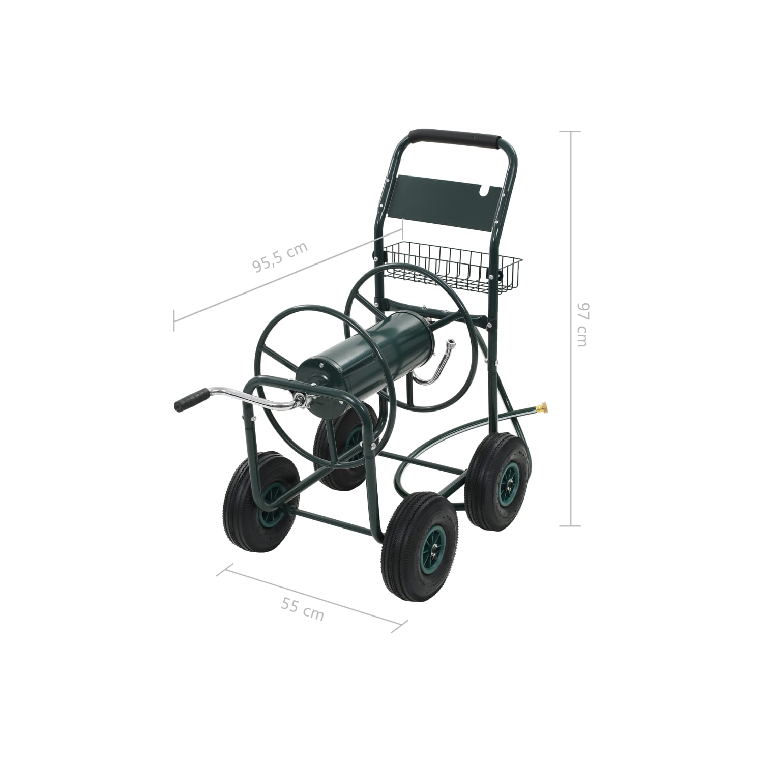 vidaXL Garden Hose Trolley with 1/2" Hose Connector 246ft Steel