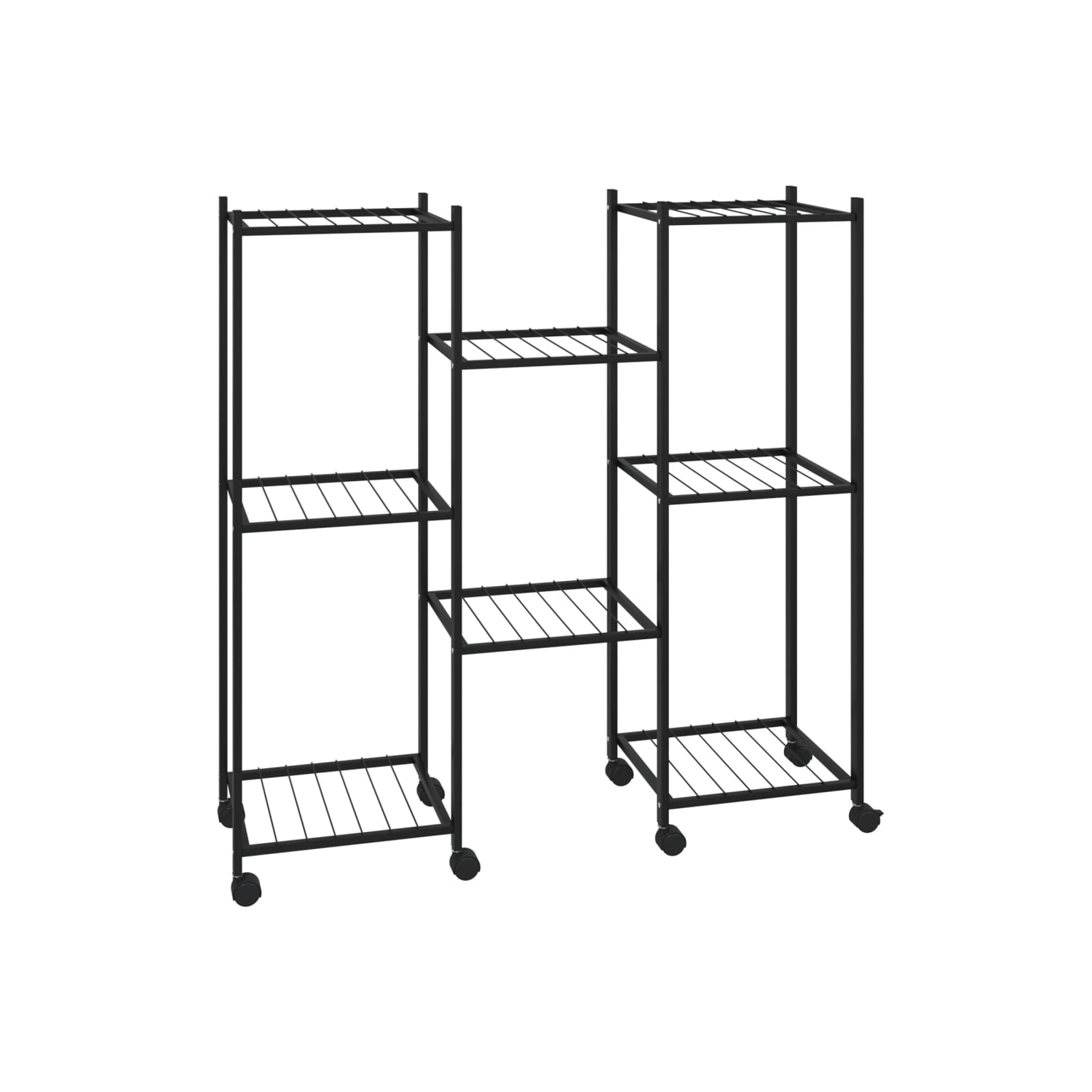 vidaXL Flower Stand with Wheels 83x25x83.5 cm Black Iron