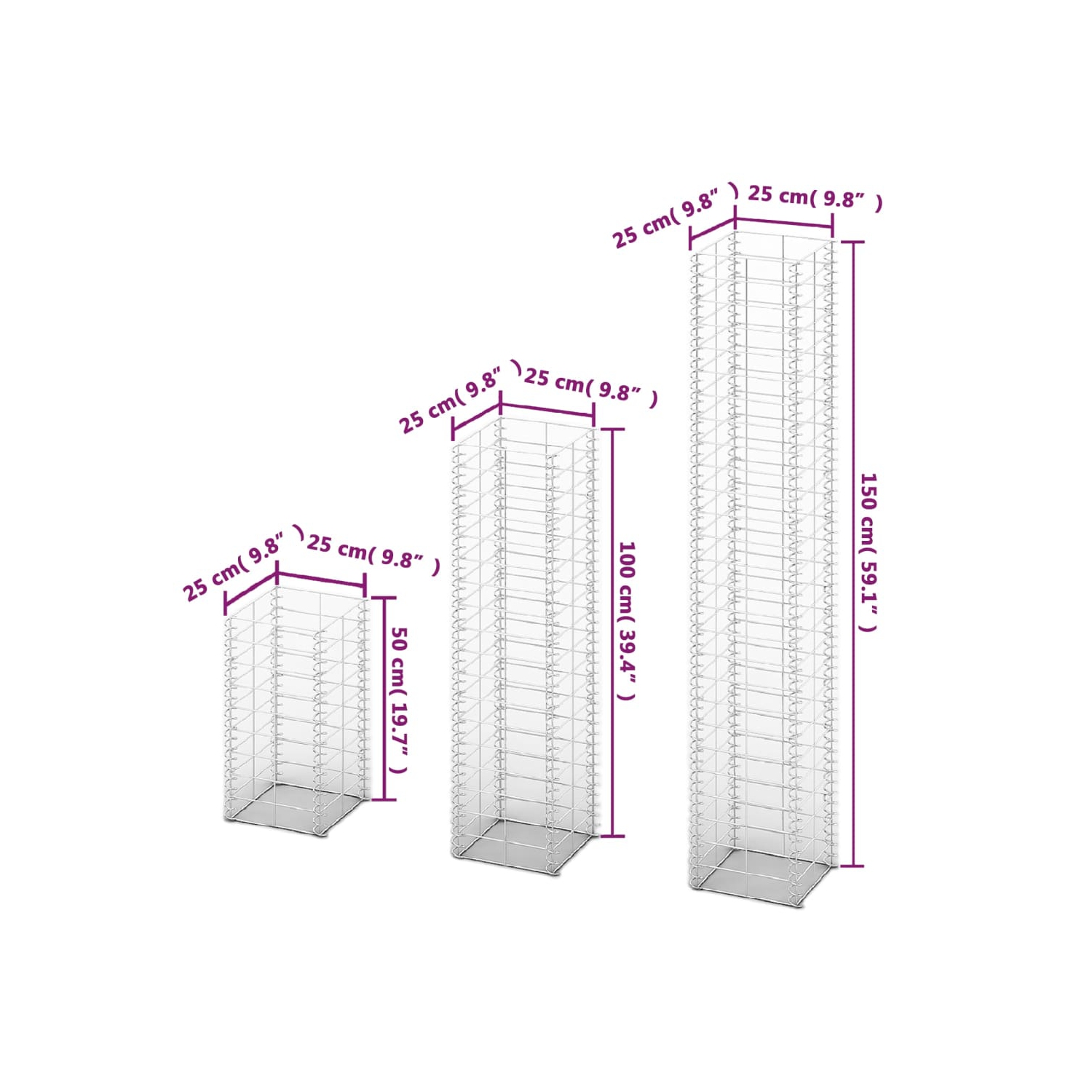 vidaXL 3 Piece Gabion Set Galvanised Wire