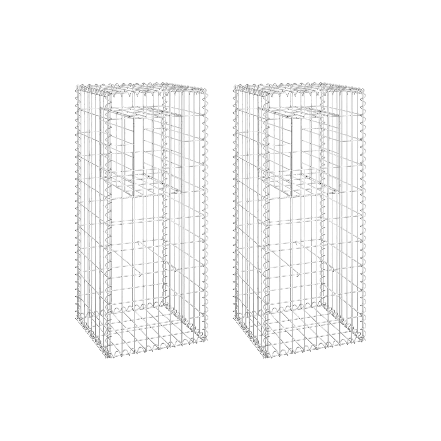 vidaXL Gabion Basket Posts 2 pcs 40x40x100 cm Iron