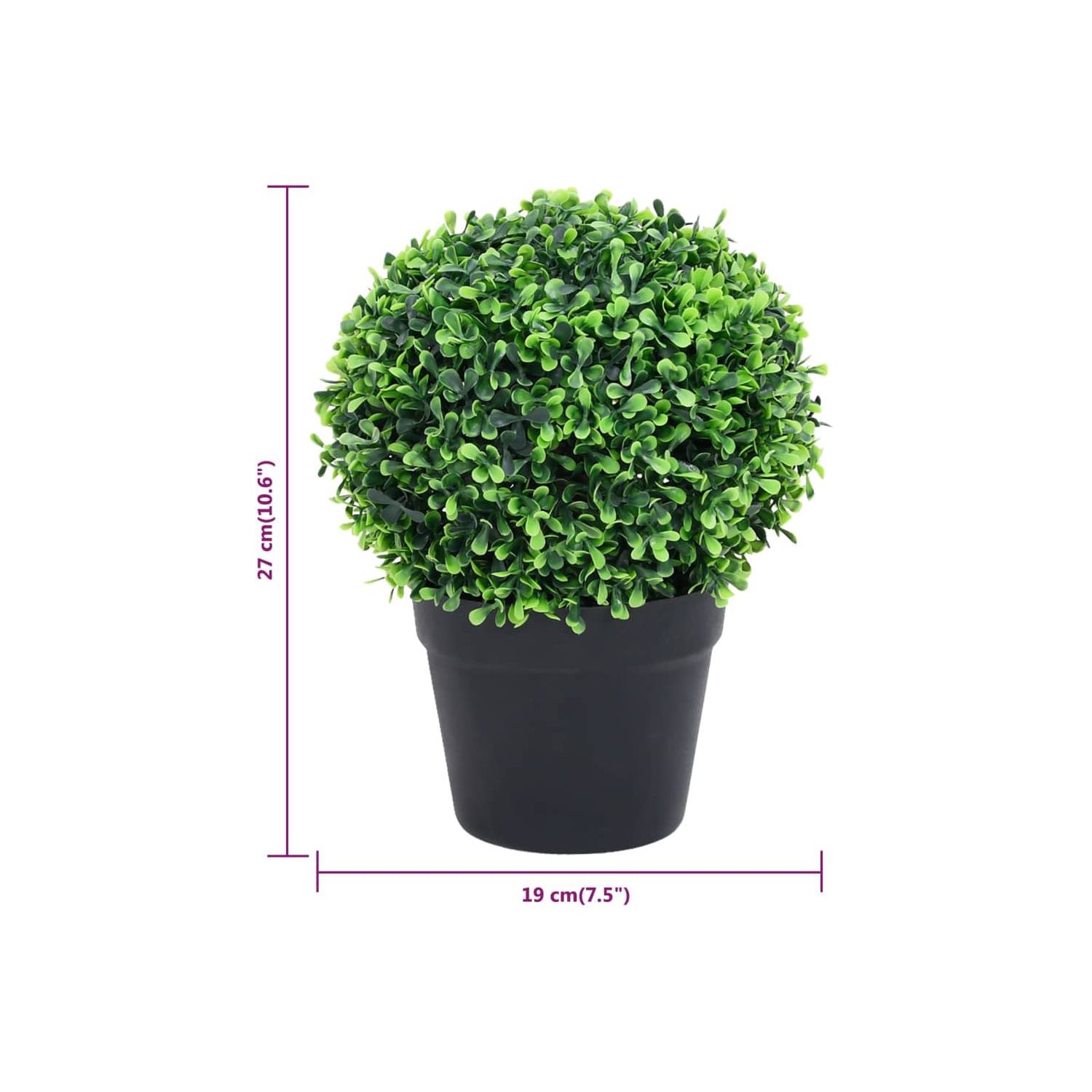 vidaXL Artificial Boxwood Plants 2 pcs with Pots Ball Shaped Green 27 cm