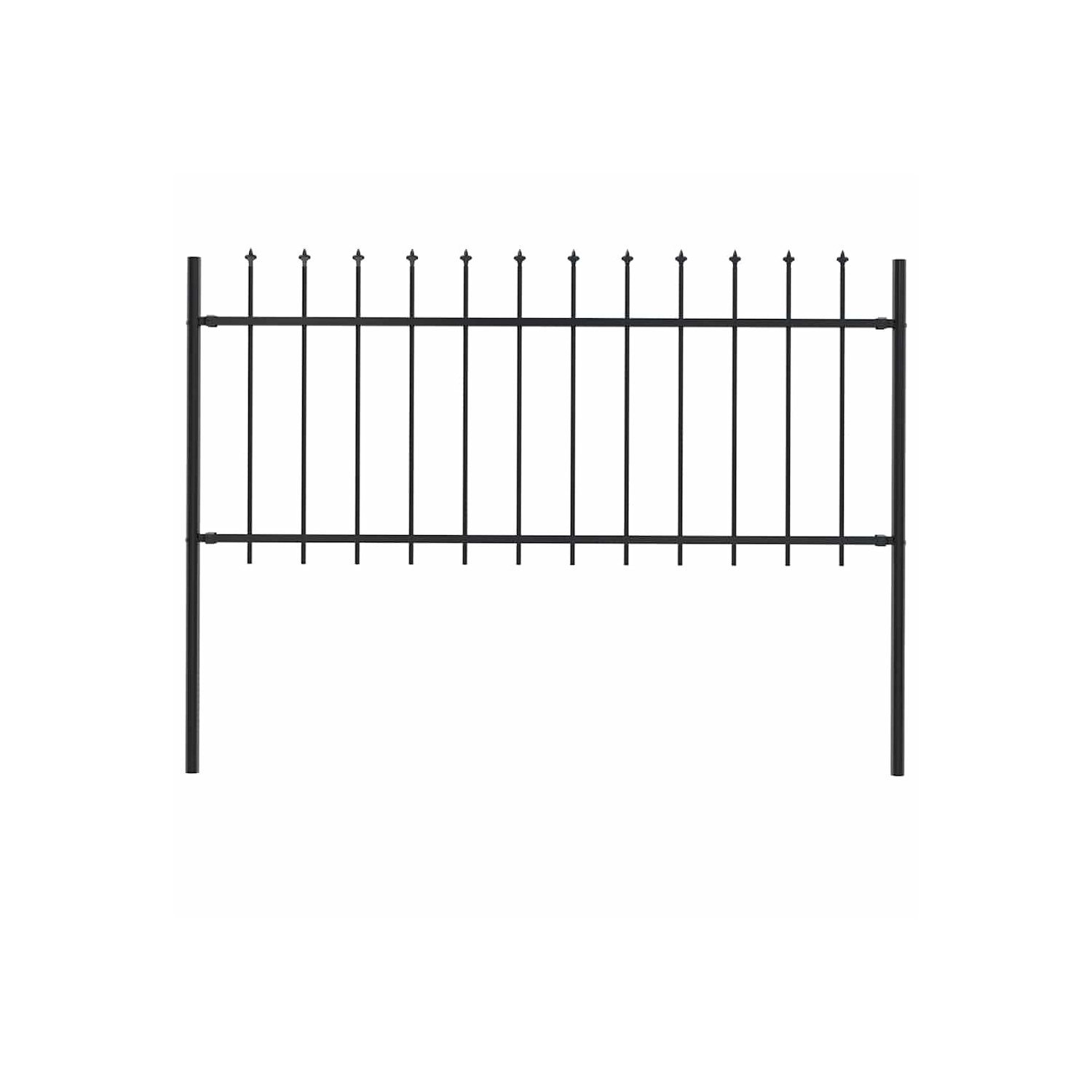 vidaXL Garden Fence with Spear Top Steel 181x80 cm Black