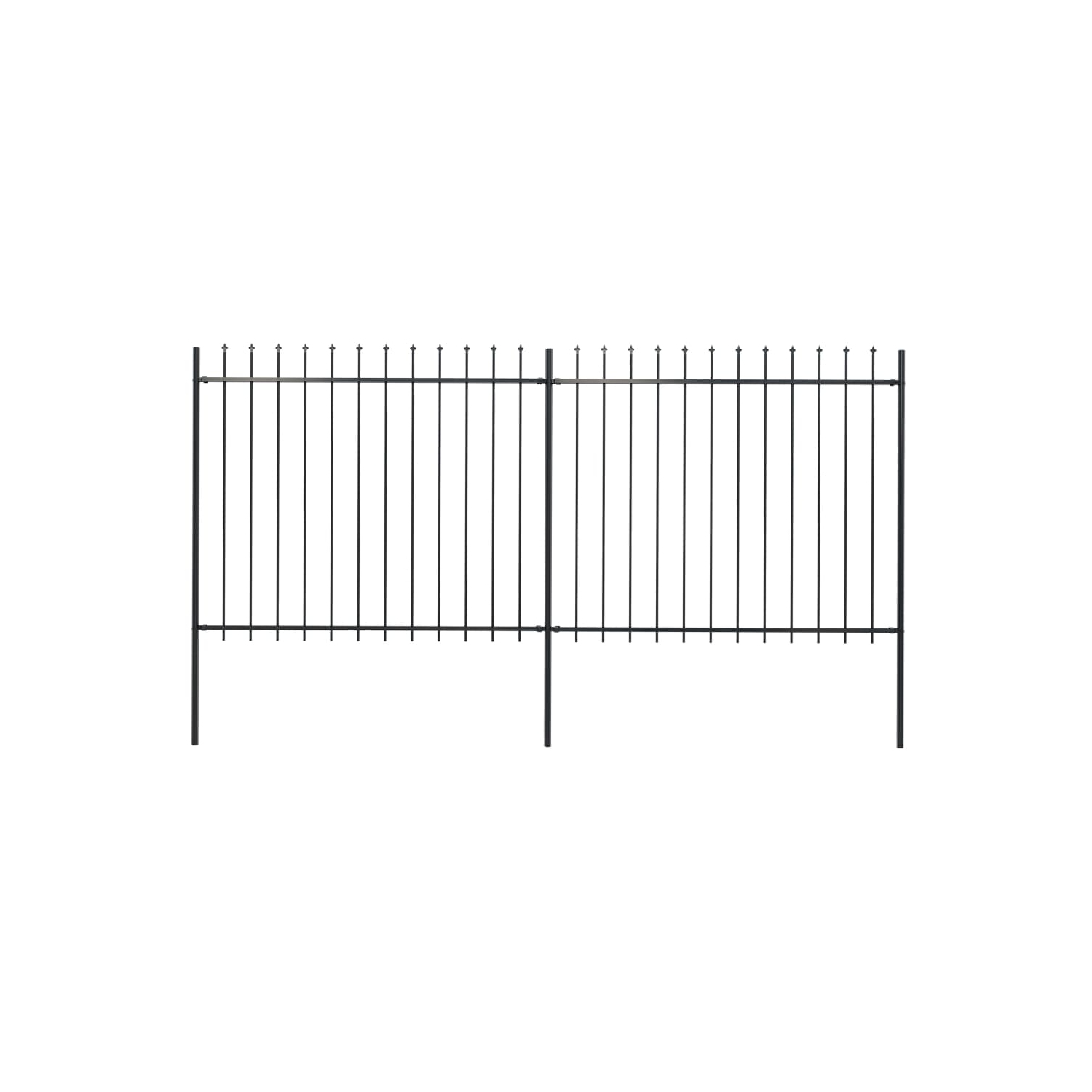 vidaXL Garden Fence with Spear Top Steel 359x150 cm Black