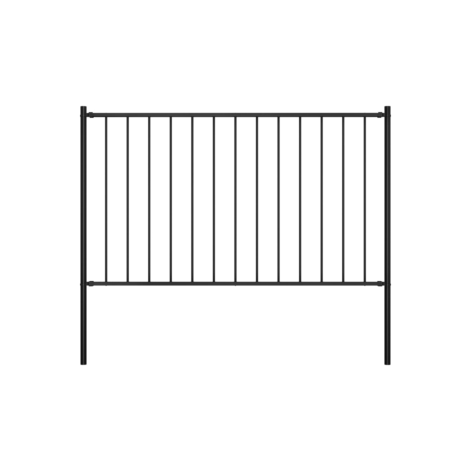 Panneau de clôture VidaXL avec poteaux en acier au fini thermolaqué 1,7 x 1,25&nbsp;m noir