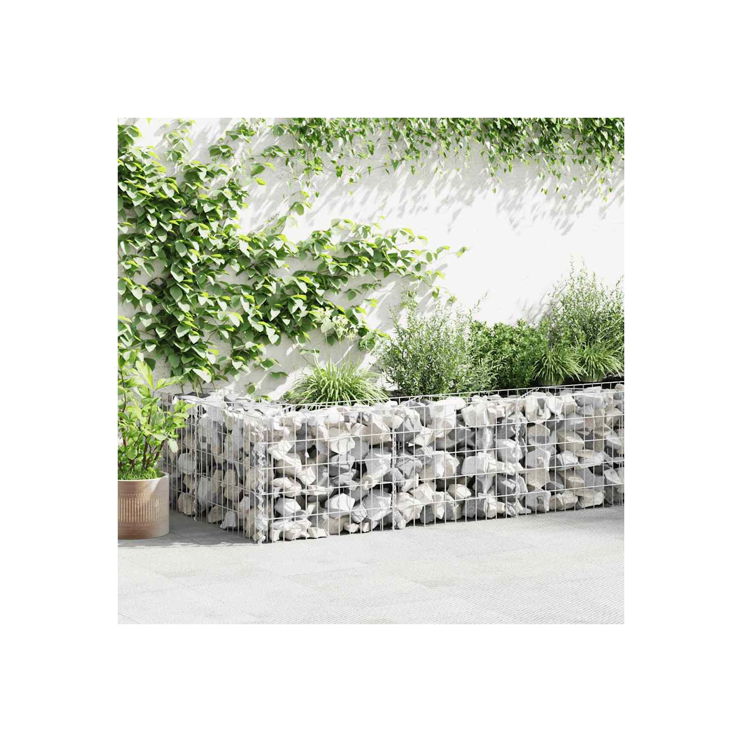 vidaXL Gabion Basket, Galvanized Steel Gabion Planter, Gabion Raised Bed, 129,9''x11,8''x19,7''