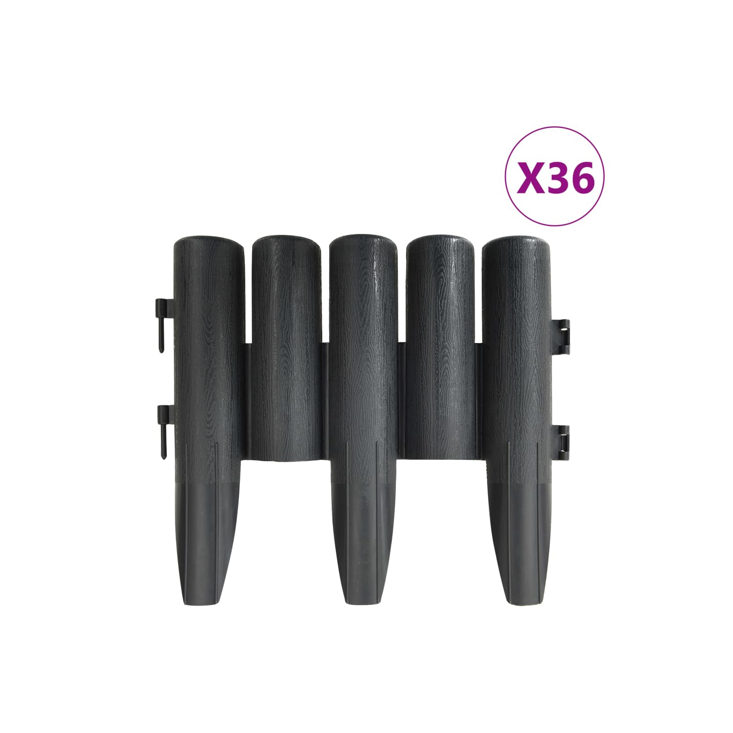 vidaXL Lawn Edgings 36 pcs Anthracite 10 m PP
