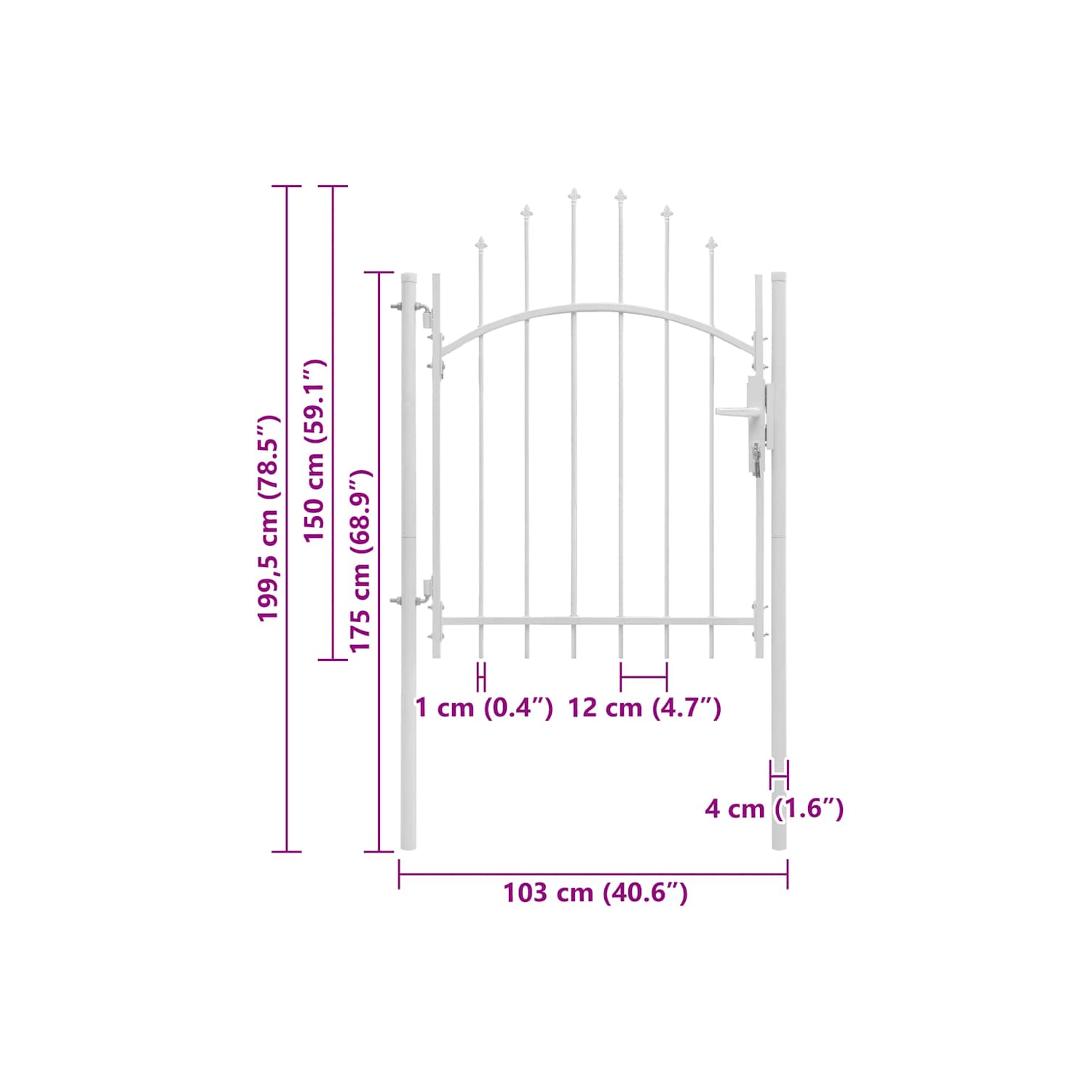 vidaXL Garden Gate Steel 1x2 m White
