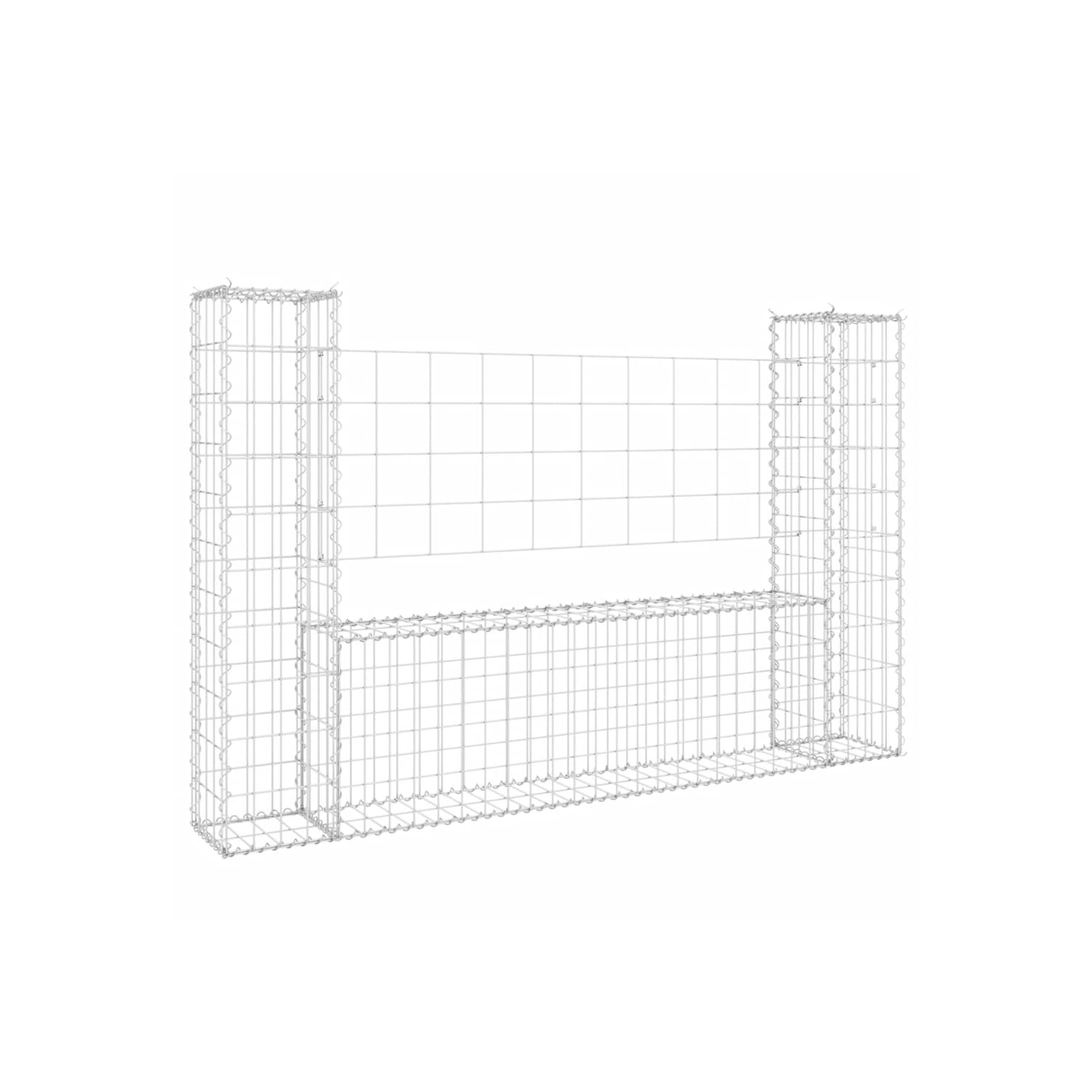vidaXL U-shape Gabion Basket with 2 Posts Iron 140x20x100 cm