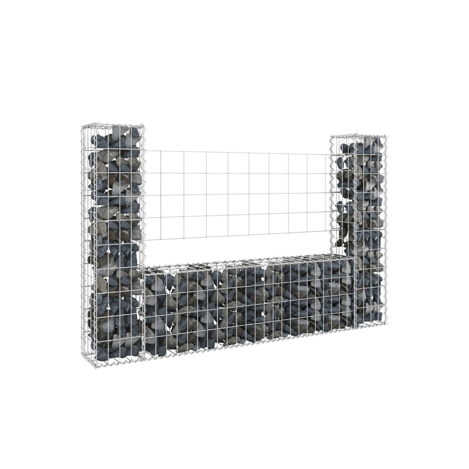 vidaXL U-shape Gabion Basket with 2 Posts Iron 140x20x100 cm