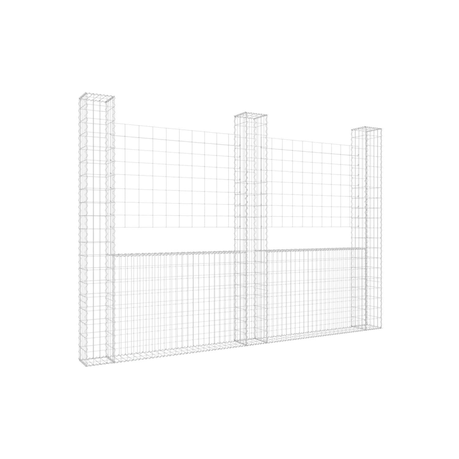 Panier en U style Gabion avec 3 poteaux en fer 260 x 20 x 200&nbsp;cm de vidaXL