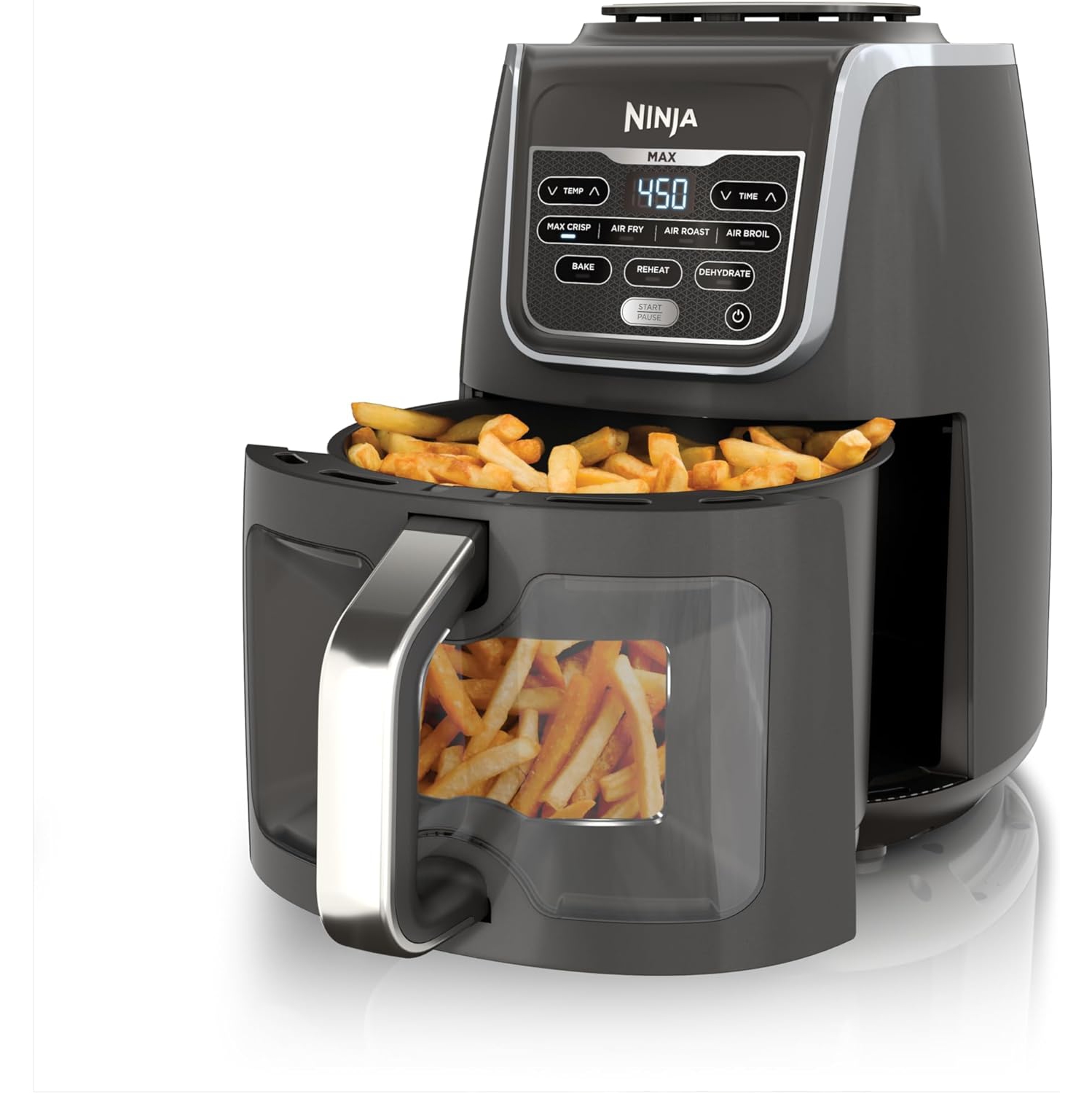 Ninja EzView Air Fryer Max XL, 5.5-QT Capacity, 7 functions: Max Crisp, Air Roast, Bake, Reheat, Dehydrate, and more, up to 450°F, EzView Window, Grey, AF171C (Canadian Version)