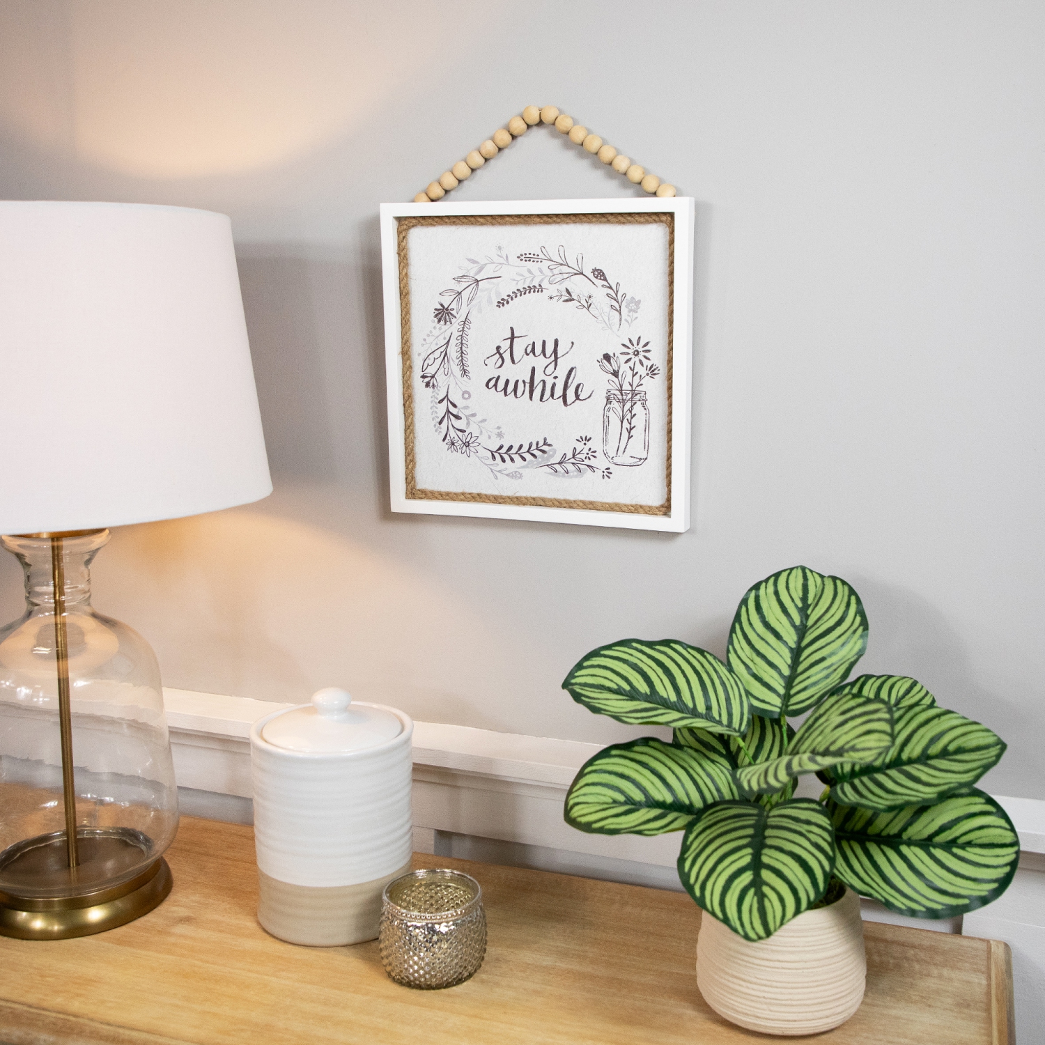 Affiche murale avec cadre « Stay atandis », motif floral – 11,75 po