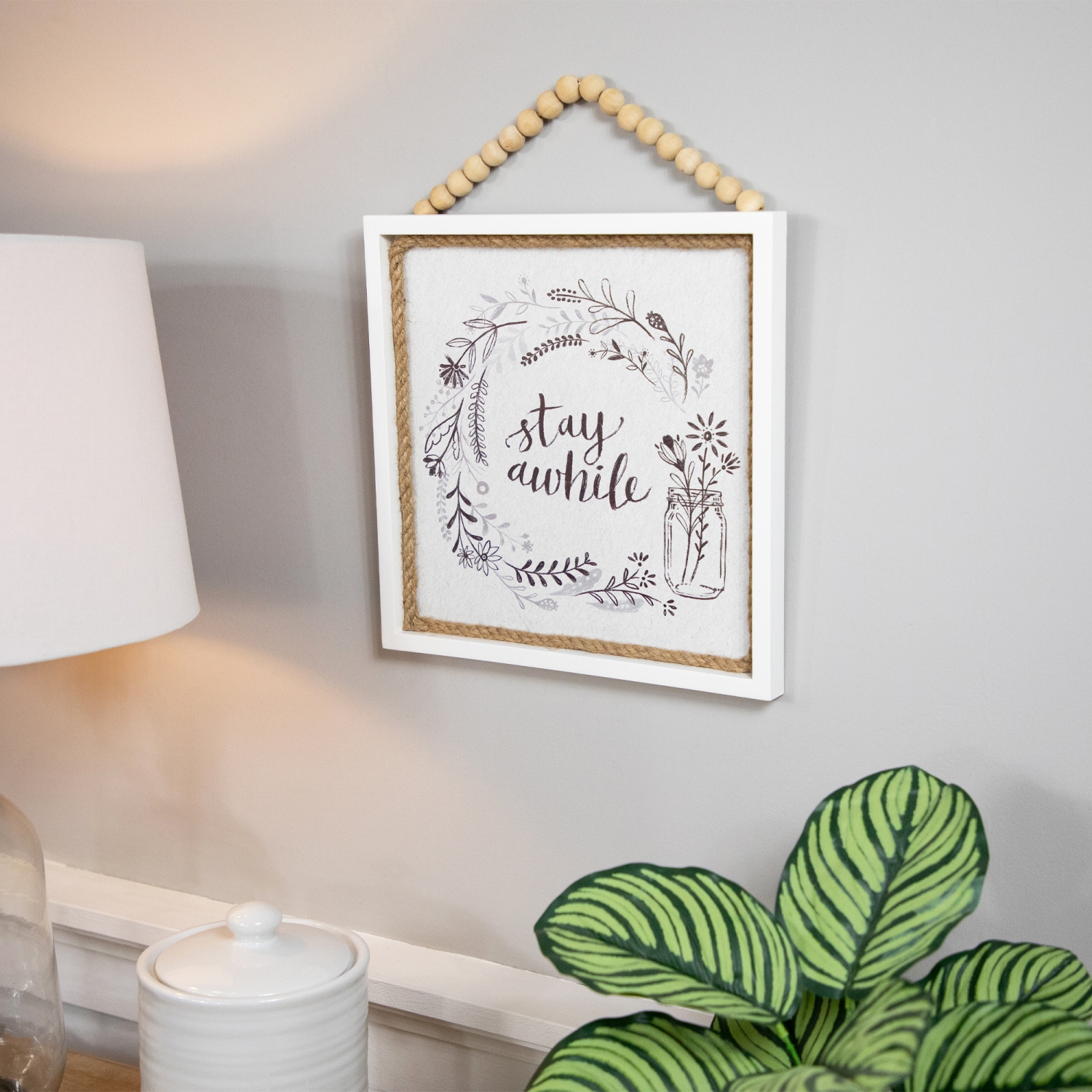 Affiche murale avec cadre « Stay atandis », motif floral – 11,75 po