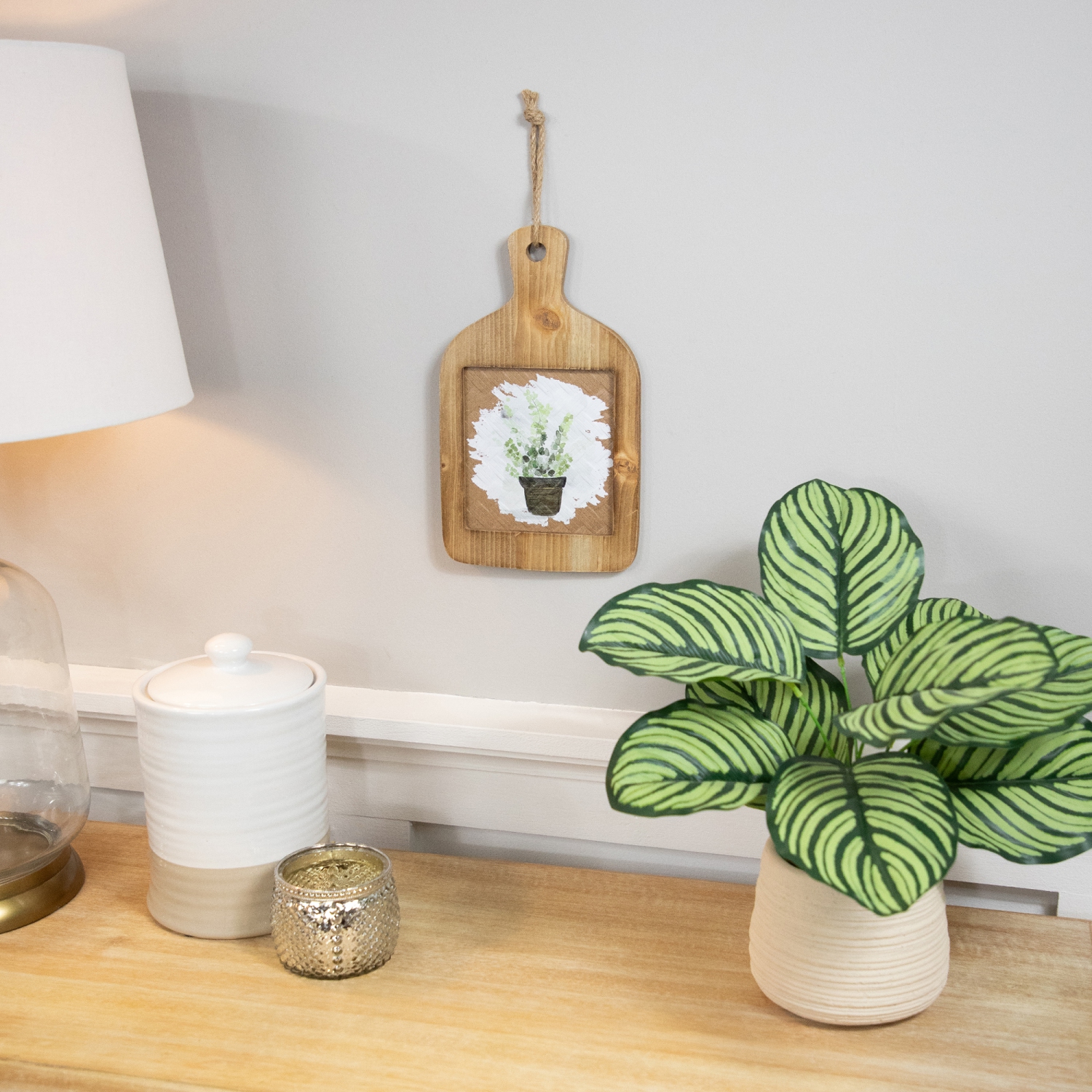 Décoration murale florale en bois de planche à découper naturelle - 10,5 po