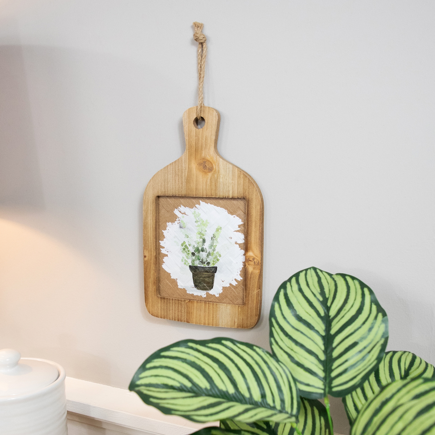 Décoration murale florale en bois de planche à découper naturelle - 10,5 po