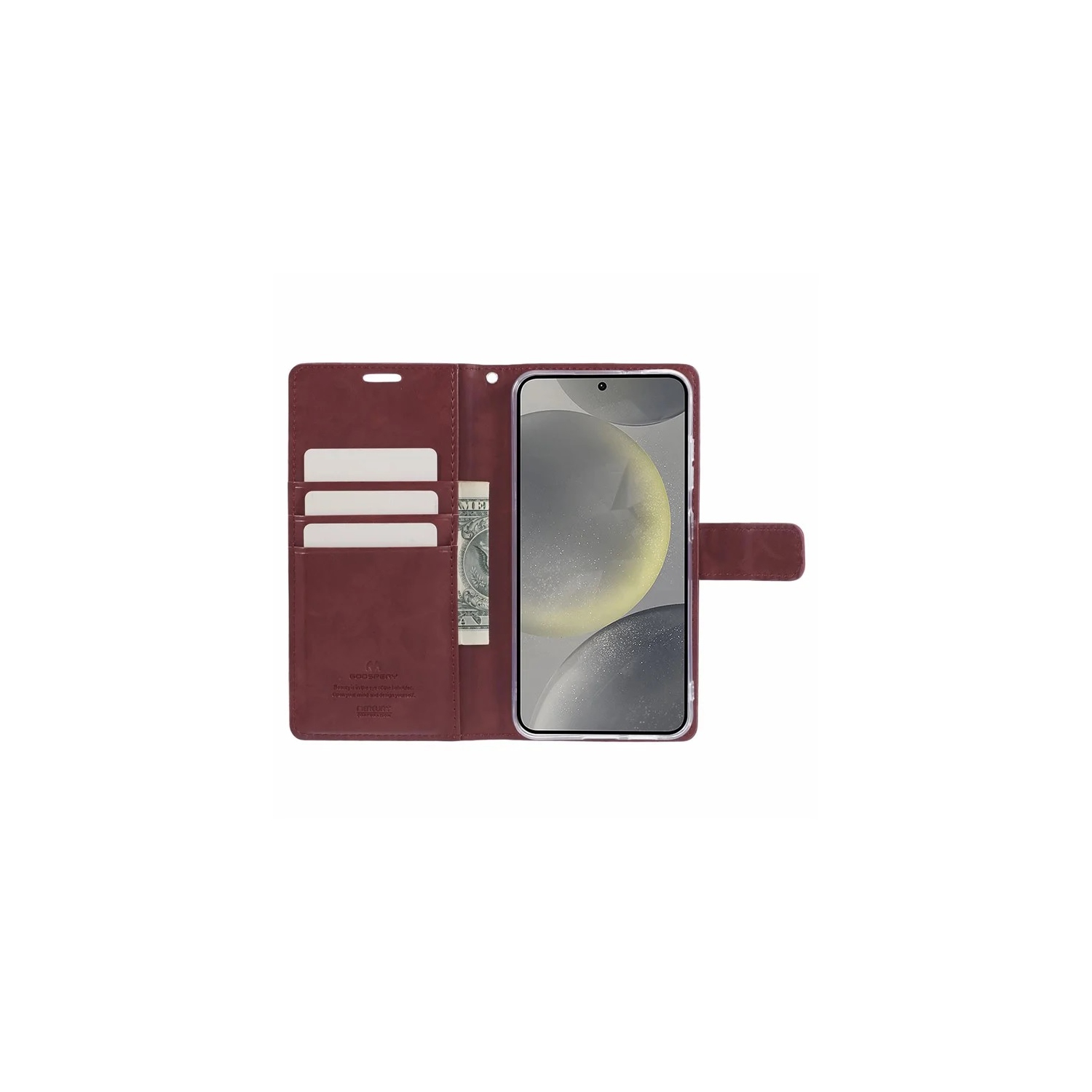 TopSave Goospery BLUEMOON Card Slot w/Magnetic Clip Leather Folio Wallet Flip For Samsung Galaxy A15 6.5", Burgundy